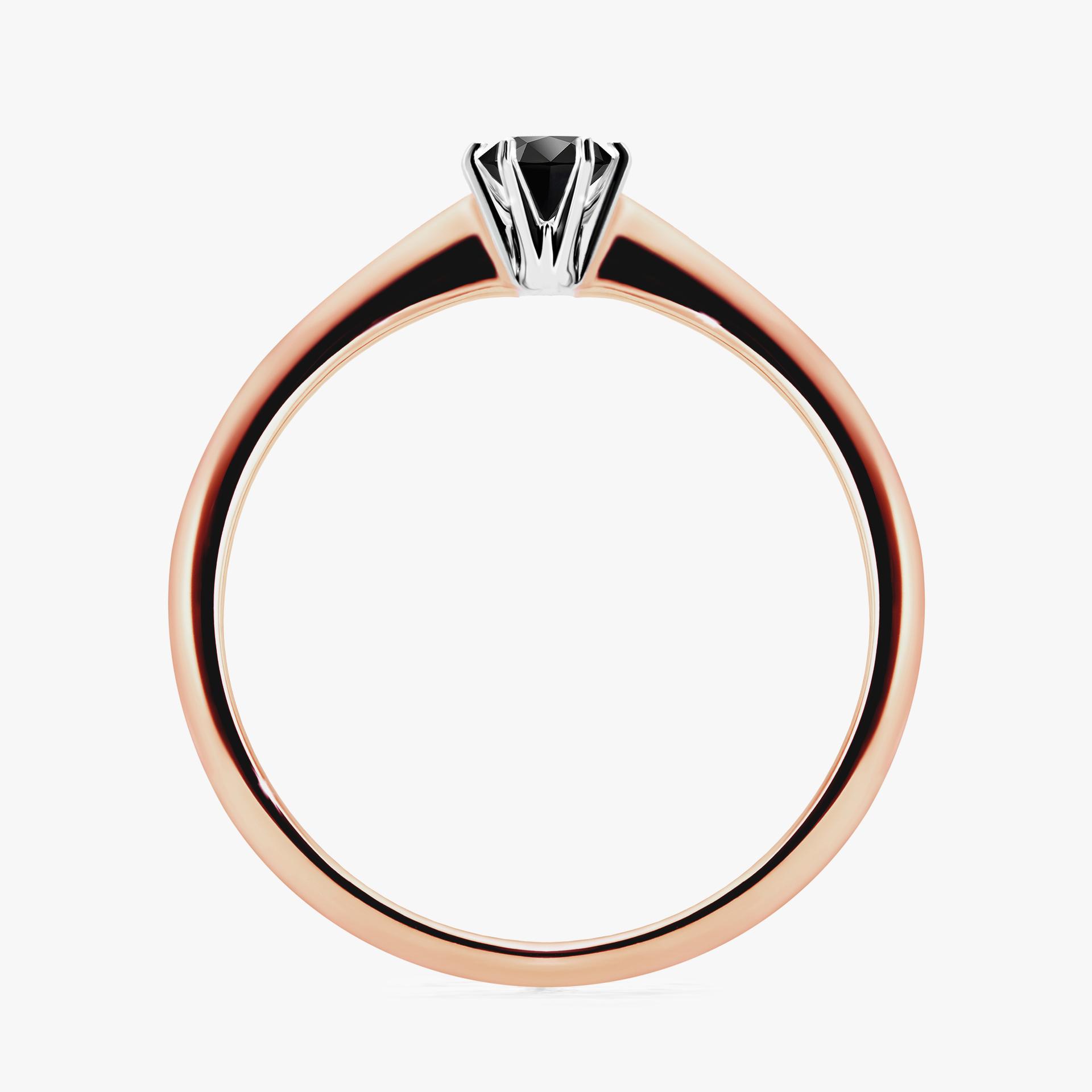 Pierscionek zareczynowy z diamentem czarnym 017 CT z rozowego zlota my love 02
