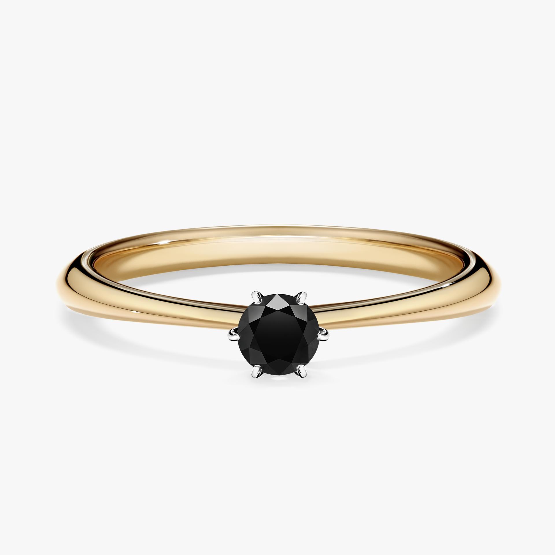 Pierścionek zaręczynowy My Love z żółtego złota z czarnym diamentem 0,17ct