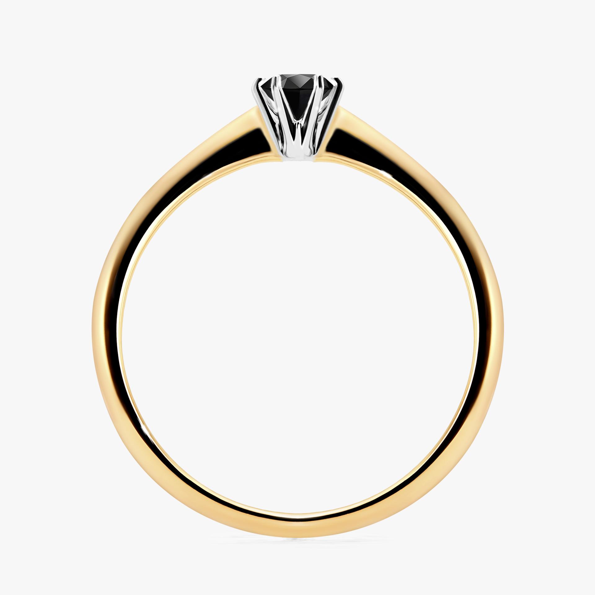 Pierścionek zaręczynowy My Love z żółtego złota z czarnym diamentem 0,17ct