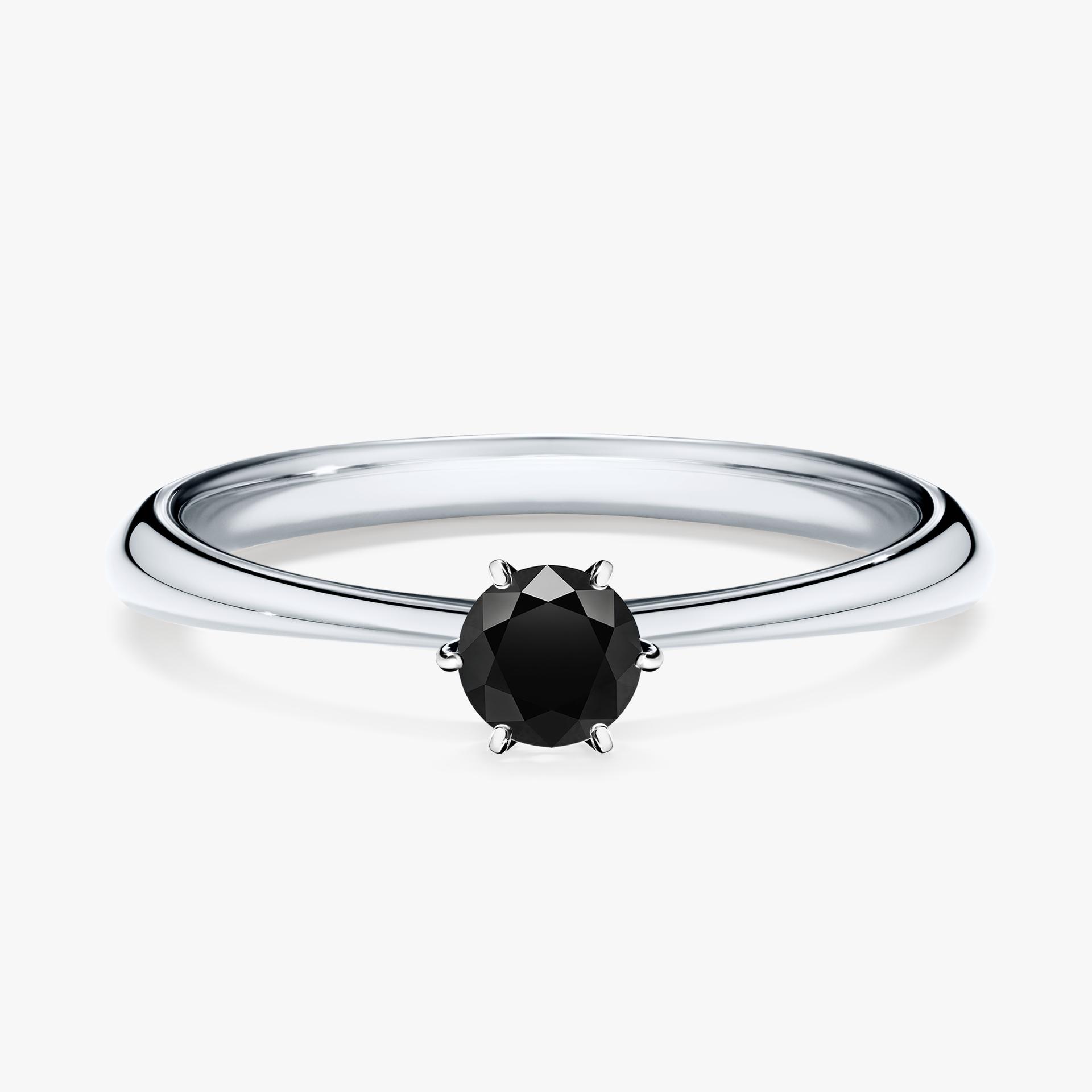 Pierscionek zareczynowy z diamentem czarnym 025 CT z bialego zlota my love 01