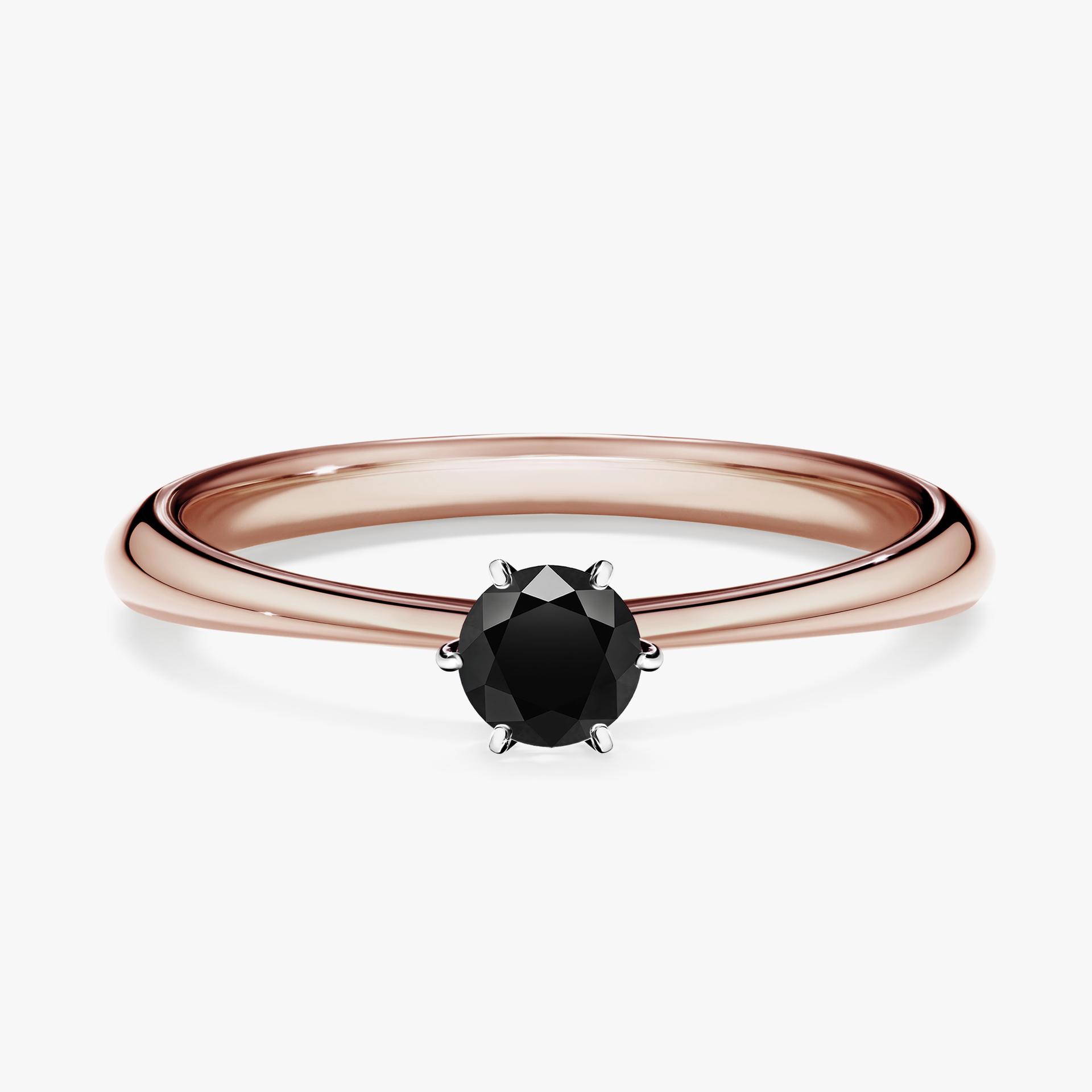 Pierscionek zareczynowy z diamentem czarnym 025 CT z rozowego zlota my love 01