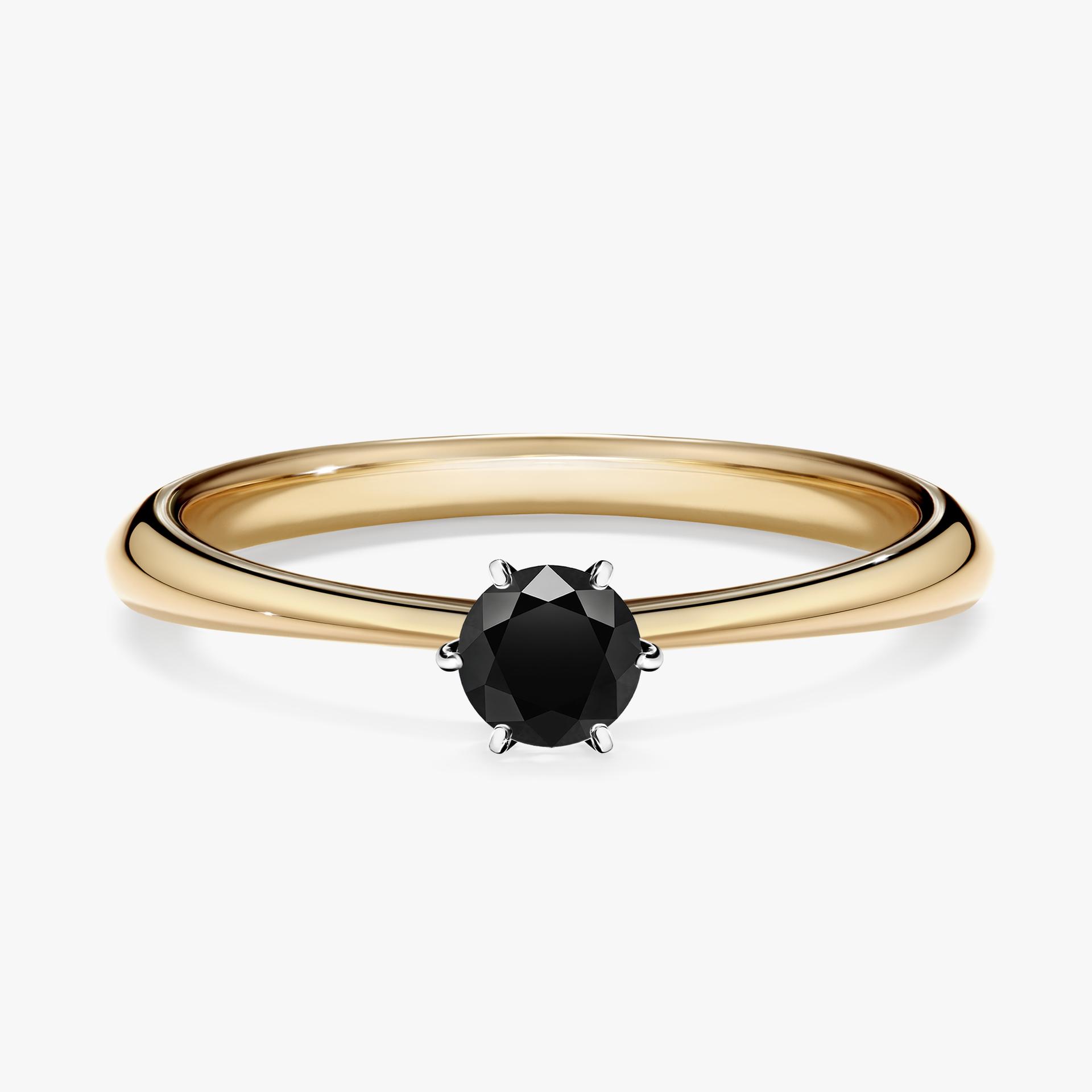 Pierscionek zareczynowy z diamentem czarnym 025 CT z zoltego zlota my love 01
