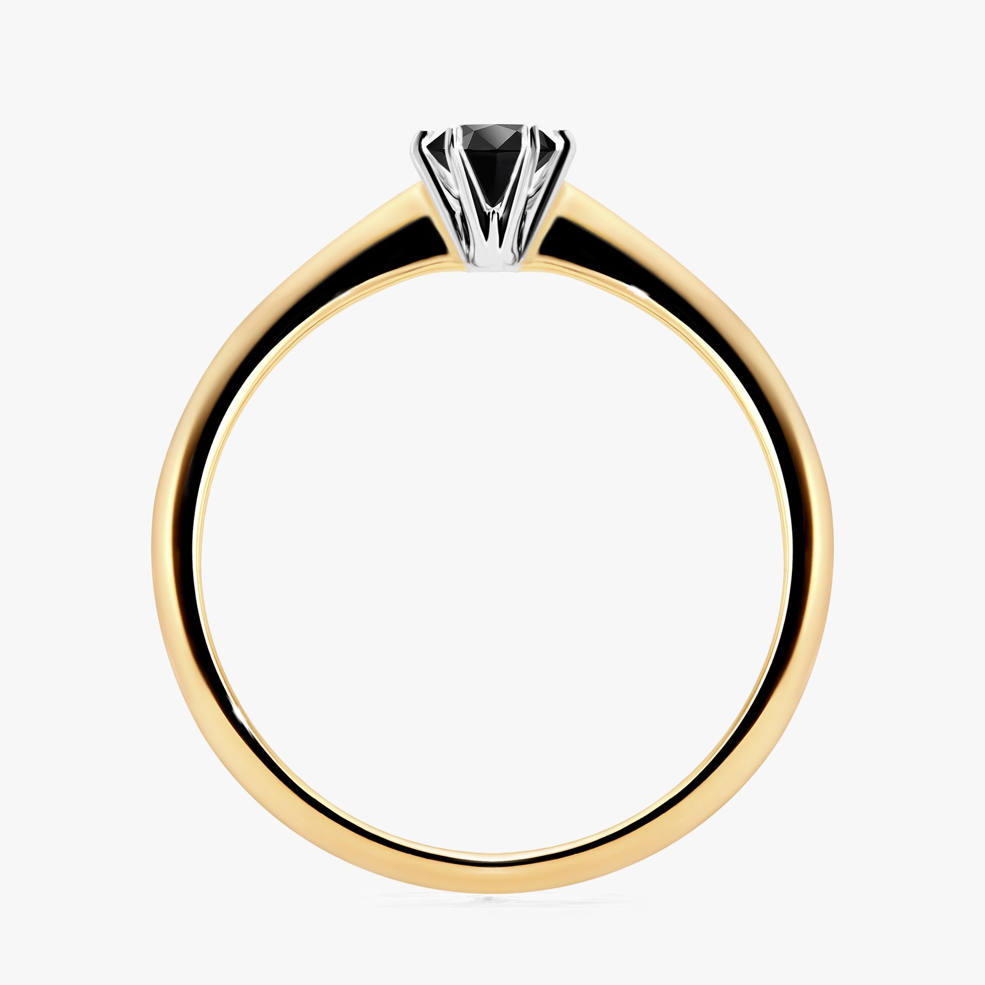 Pierscionek zareczynowy z diamentem czarnym 025 CT z zoltego zlota my love 02