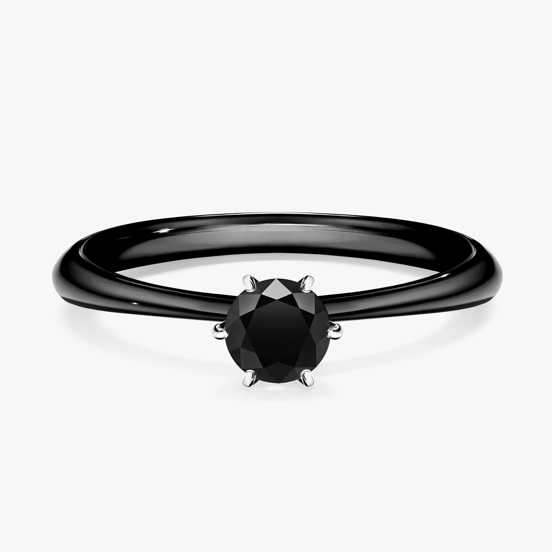 Pierscionek zareczynowy z diamentem czarnym 030 CT z czarnego zlota my love 01