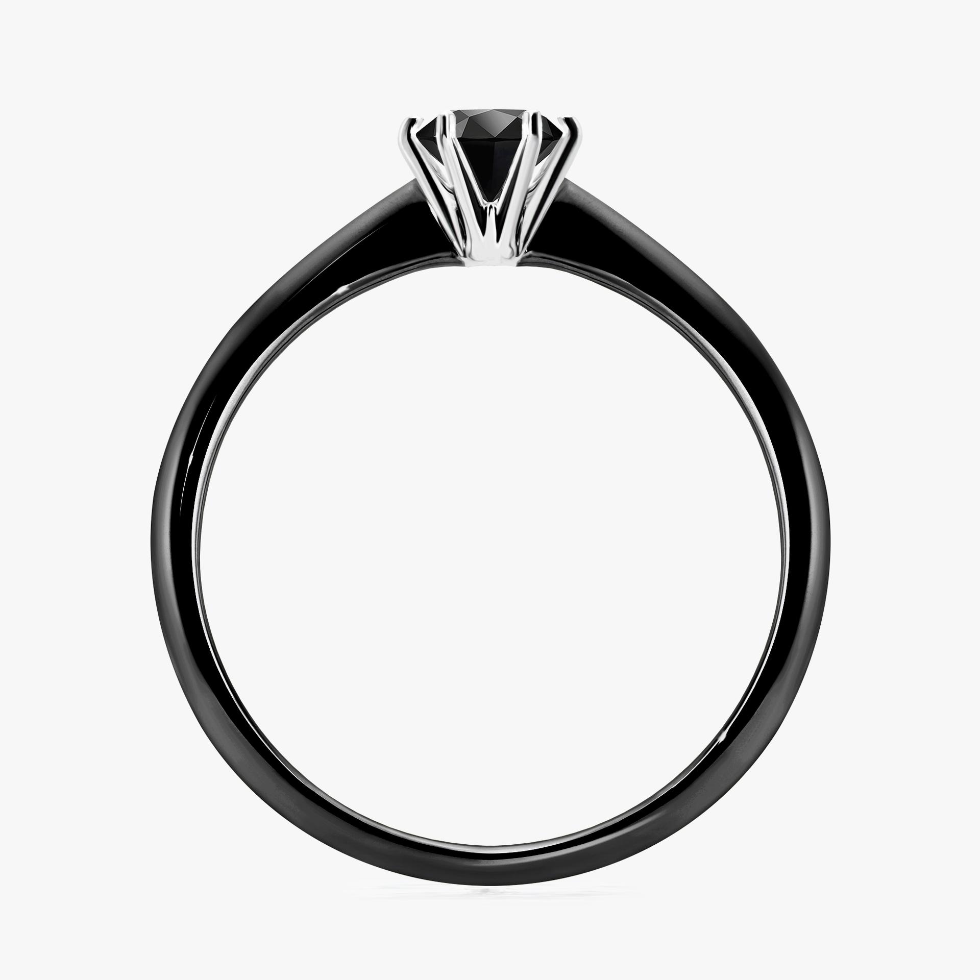 Pierscionek zareczynowy z diamentem czarnym 030 CT z czarnego zlota my love 02