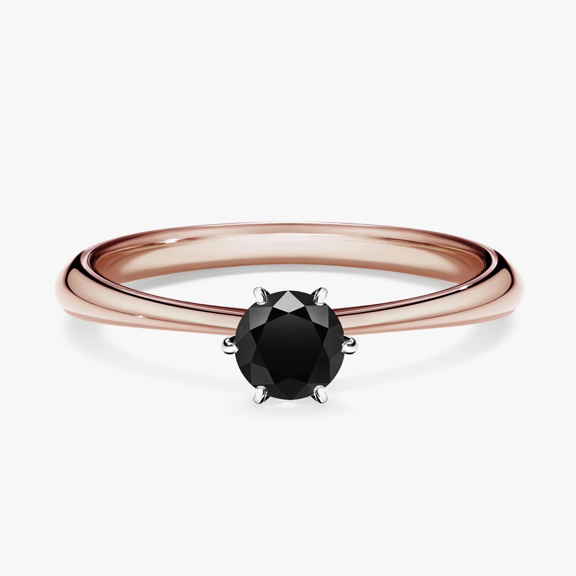 Pierscionek zareczynowy z diamentem czarnym 030 CT z rozowego zlota my love 01