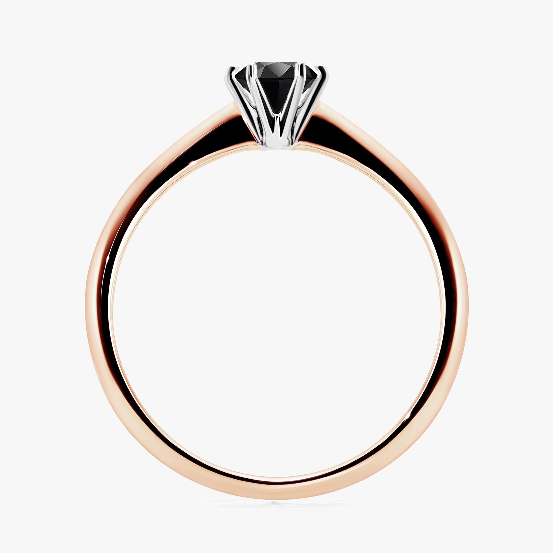 Pierscionek zareczynowy z diamentem czarnym 030 CT z rozowego zlota my love 02