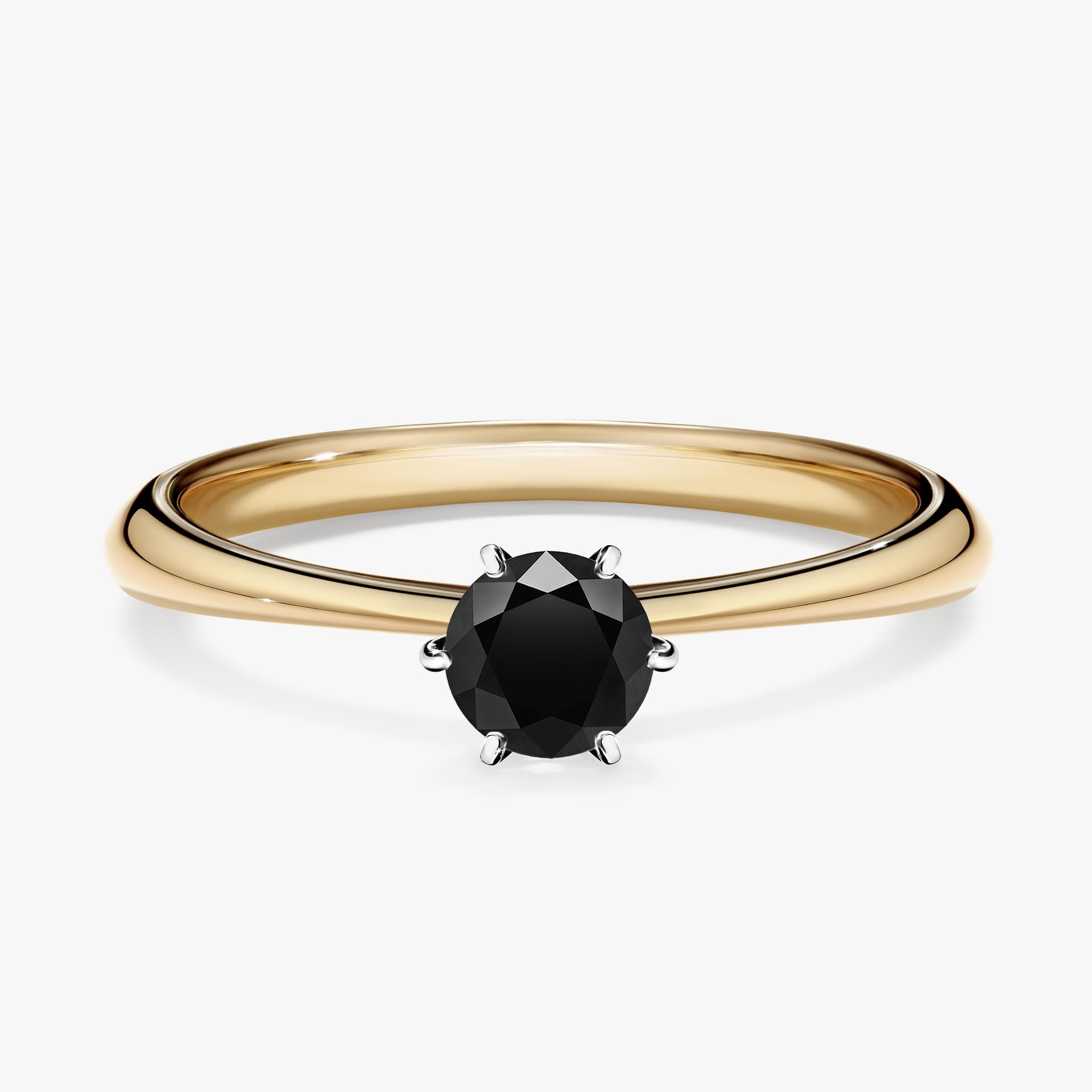 Pierscionek zareczynowy z diamentem czarnym 030 CT z zoltego zlota my love 01