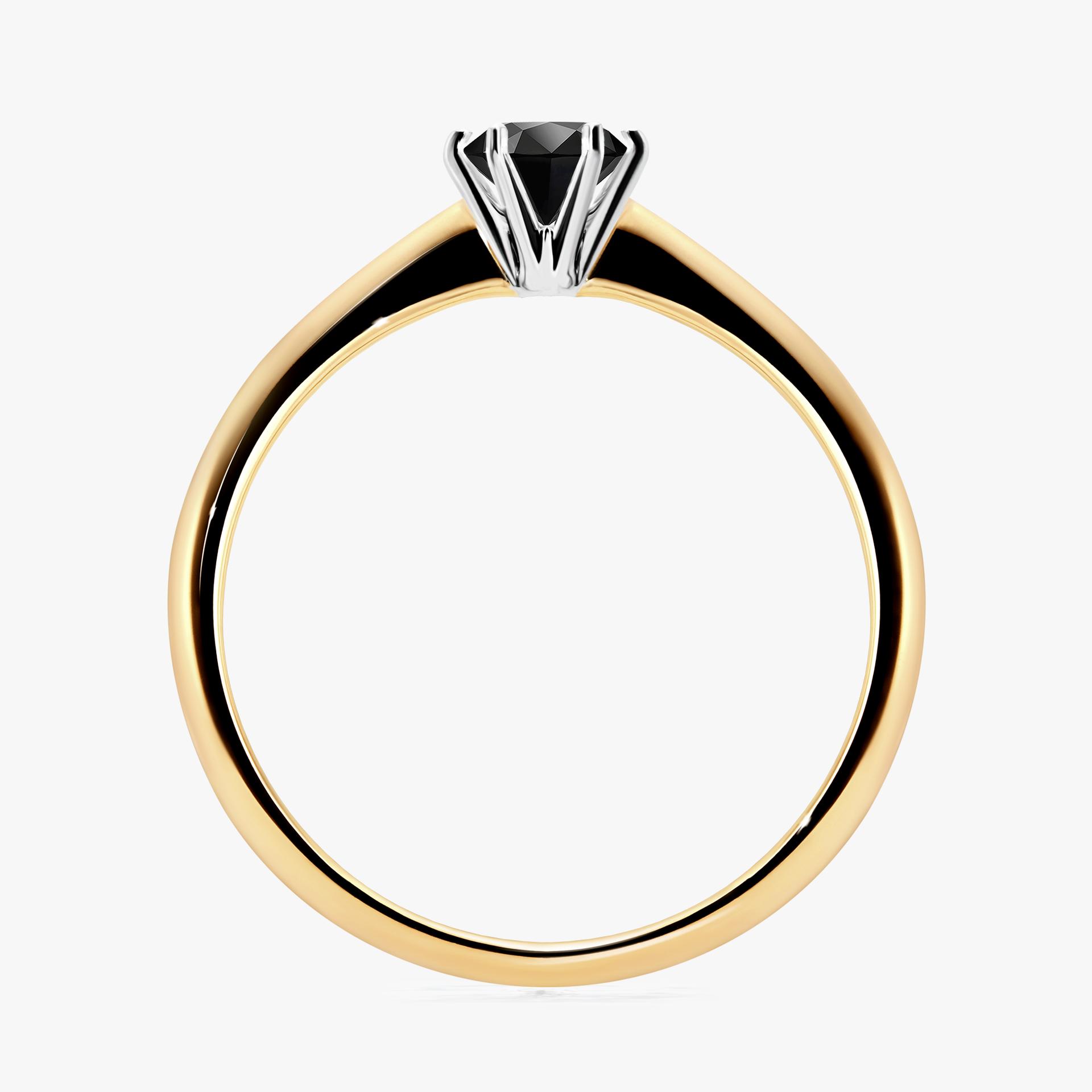Pierscionek zareczynowy z diamentem czarnym 030 CT z zoltego zlota my love 02