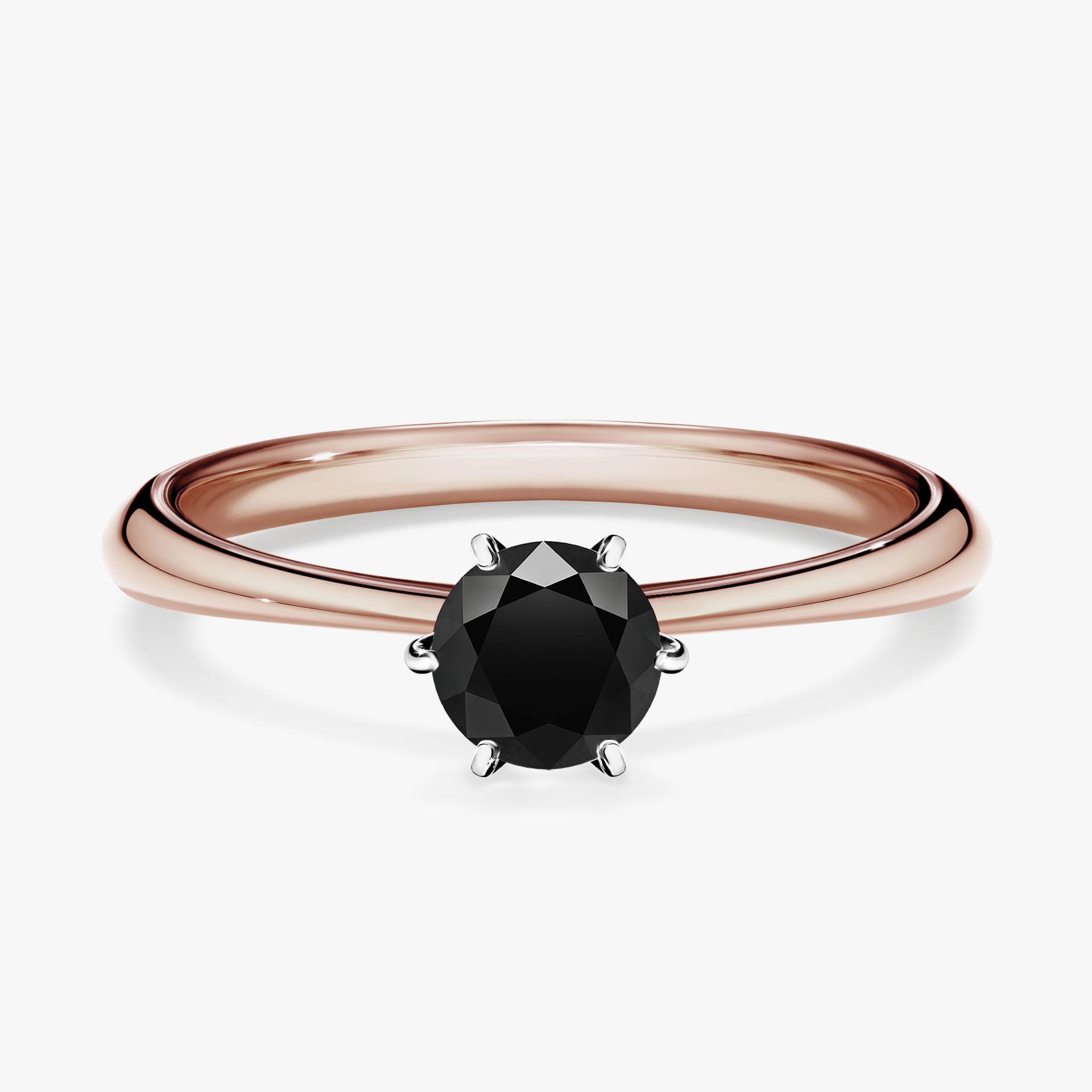 Pierscionek zareczynowy z diamentem czarnym 050 CT z rozowego zlota my love 01