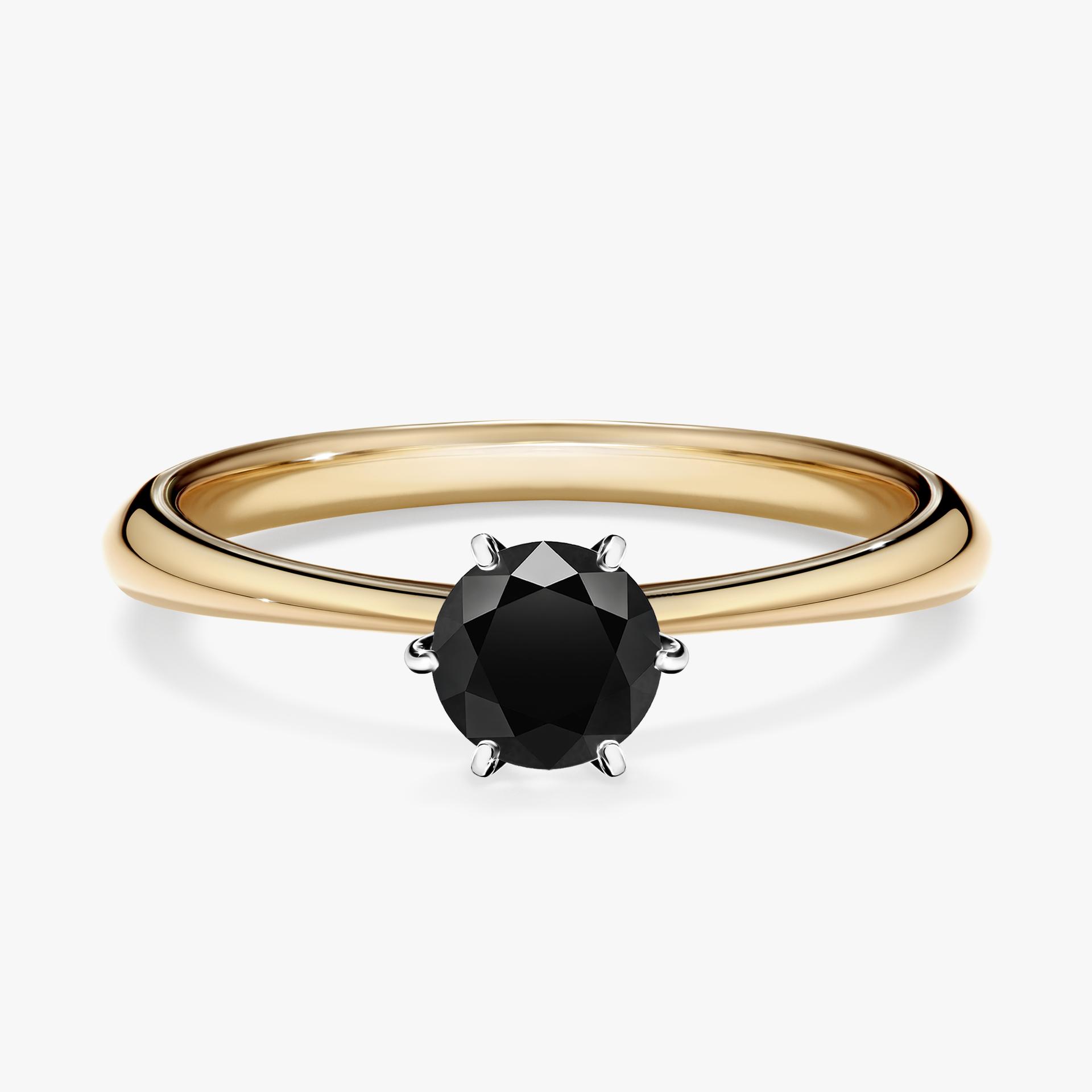 Pierścionek zaręczynowy My Love z żółtego złota z czarnym diamentem 0,50ct
