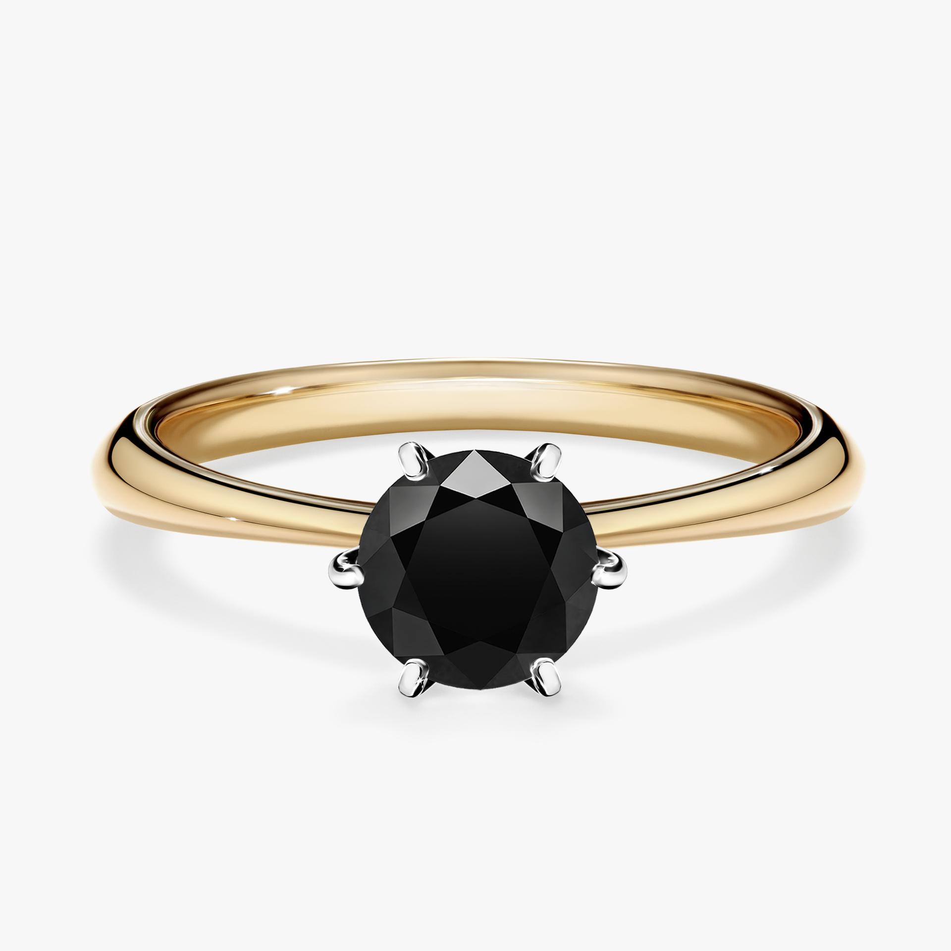 Pierscionek zareczynowy z diamentem czarnym 080 CT z zoltego zlota my love 01
