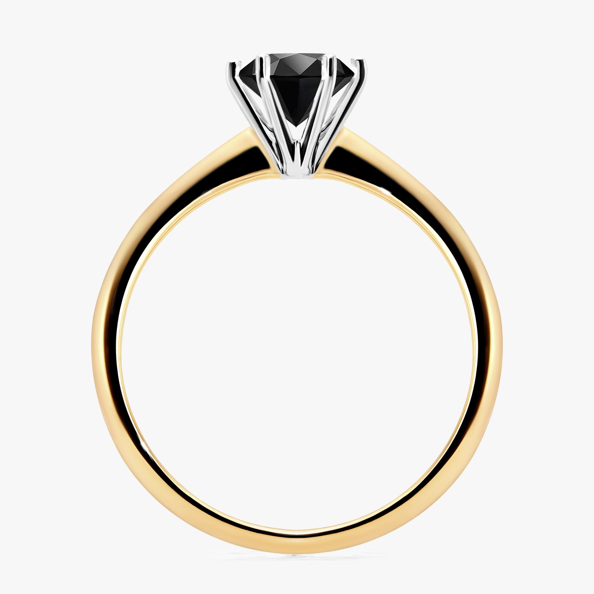 Pierscionek zareczynowy z diamentem czarnym 080 CT z zoltego zlota my love 02