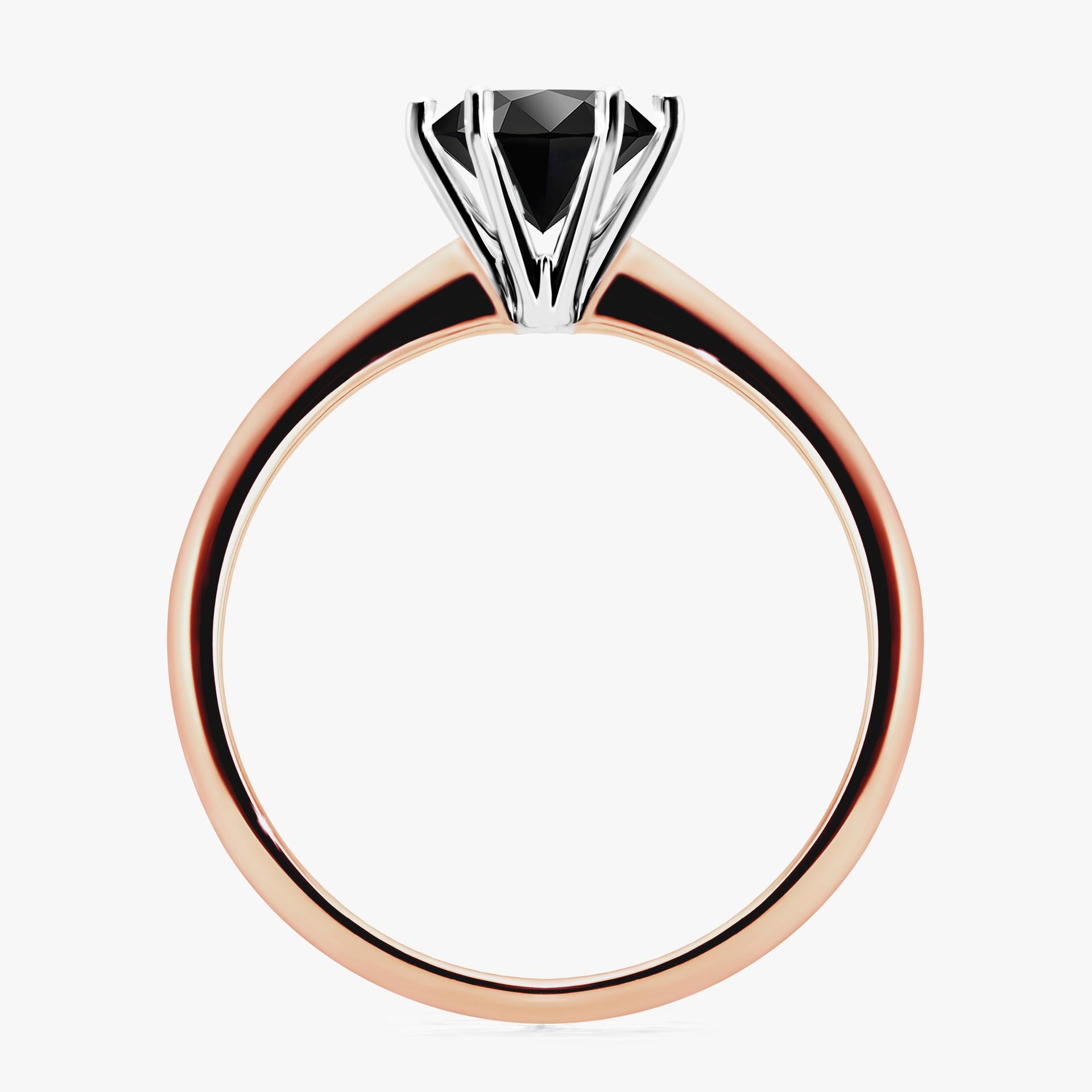 Pierscionek zareczynowy z diamentem czarnym 100 CT z rozowego zlota my love 02
