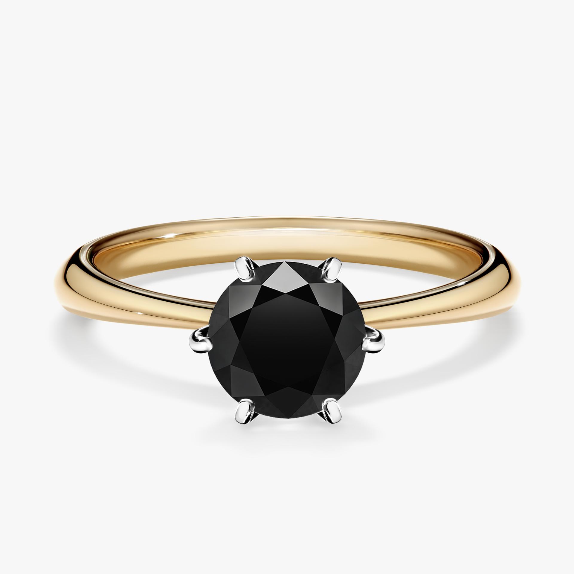 Pierscionek zareczynowy z diamentem czarnym 100 CT z zoltego zlota my love 01