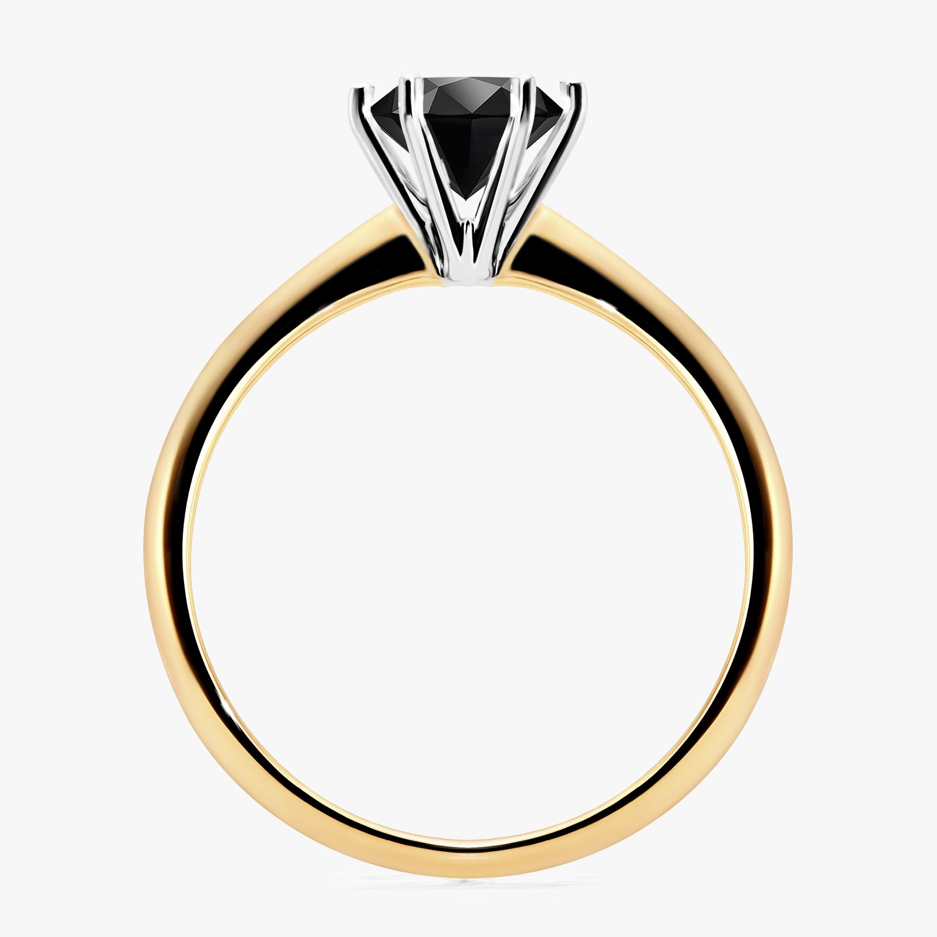 Pierscionek zareczynowy z diamentem czarnym 100 CT z zoltego zlota my love 02