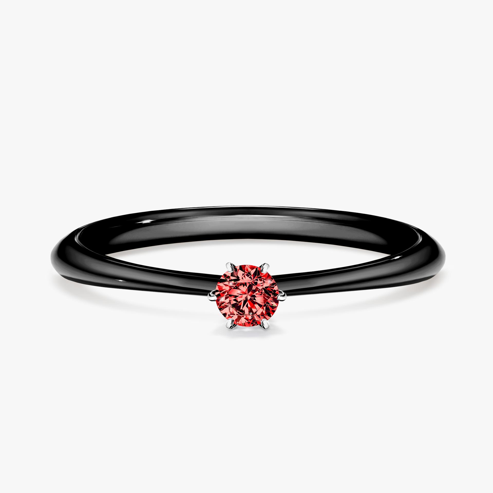 Pierscionek zareczynowy z diamentem czerwony 010 CT z czarnego zlota my love 01
