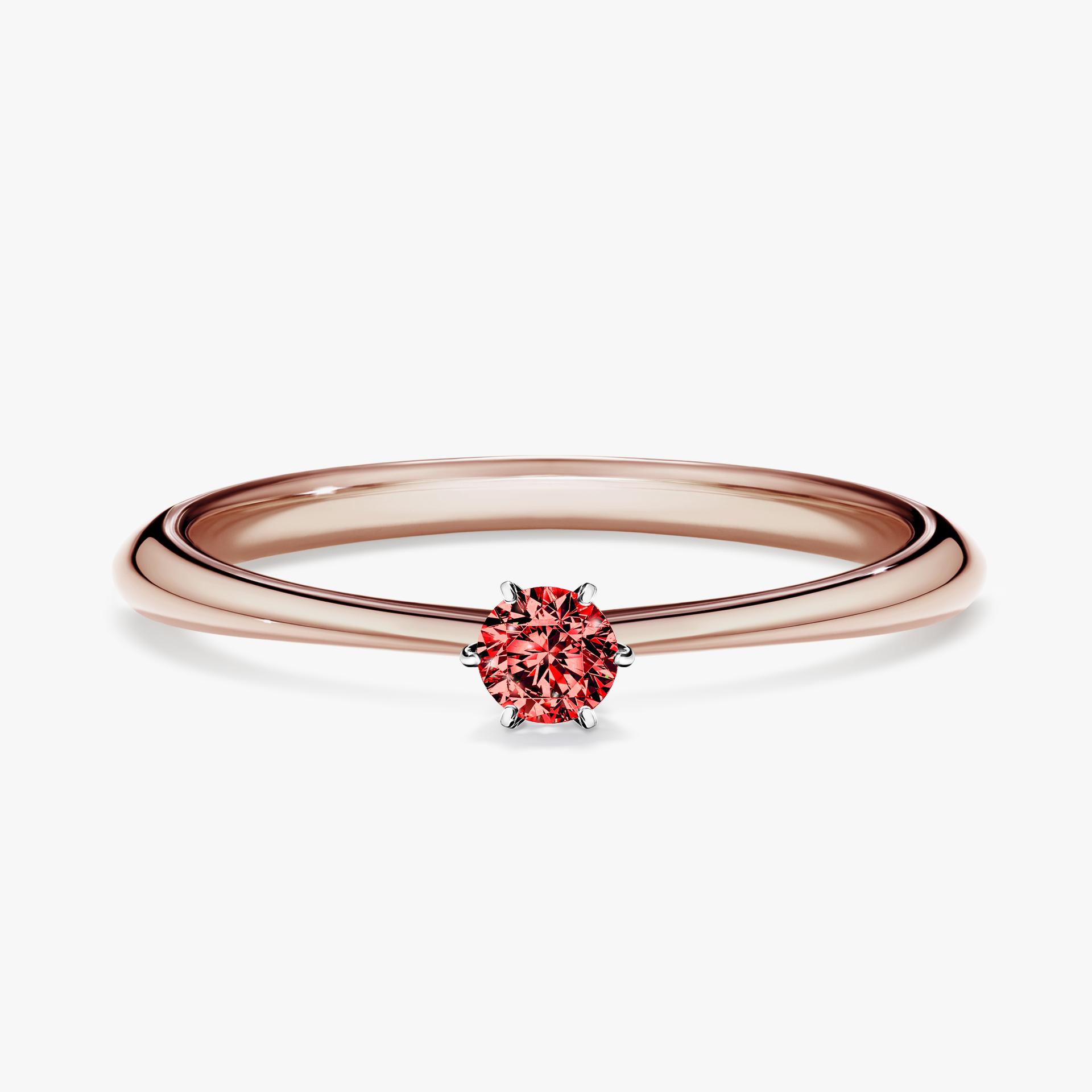 Pierscionek zareczynowy z diamentem czerwony 010 CT z rozowego zlota my love 01