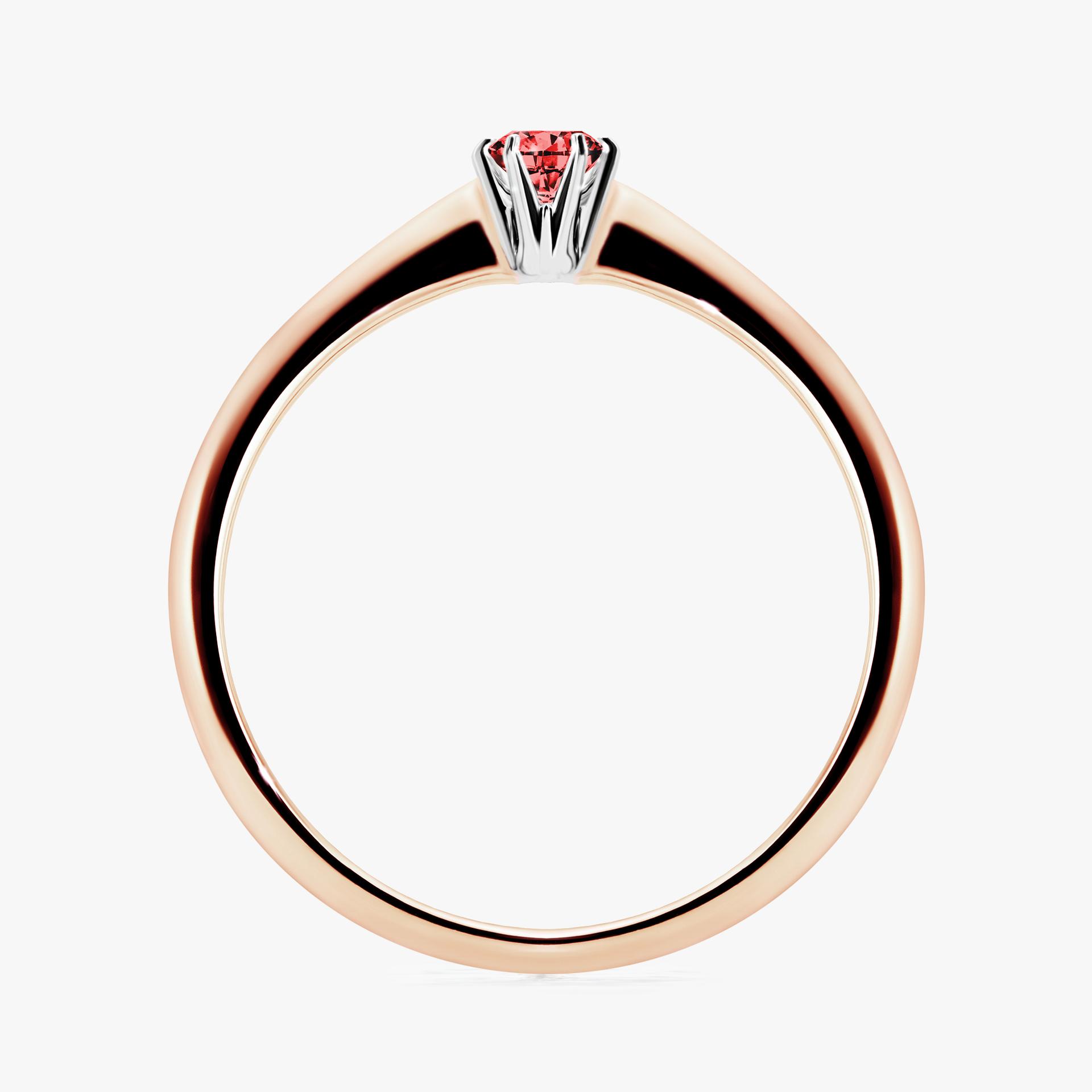 Pierscionek zareczynowy z diamentem czerwony 010 CT z rozowego zlota my love 02