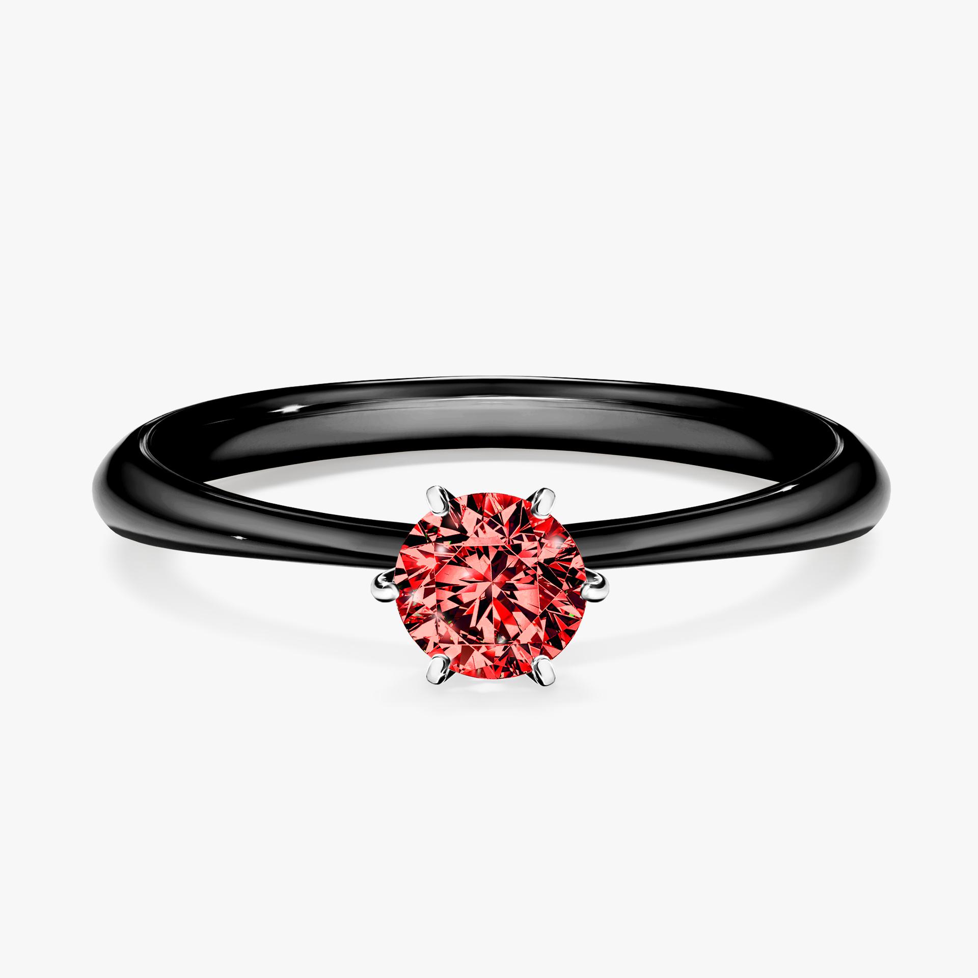 Pierscionek zareczynowy z diamentem czerwony 030 CT z czarnego zlota my love 01