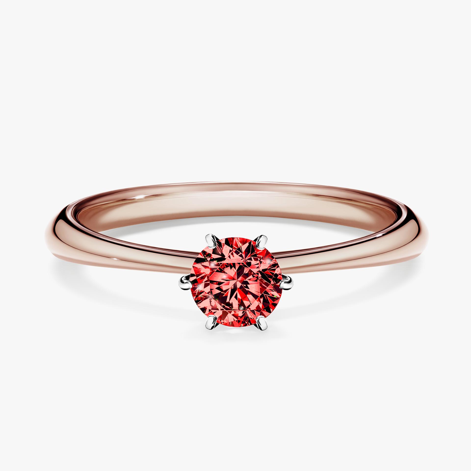 Pierscionek zareczynowy z diamentem czerwony 030 CT z rozowego zlota my love 01