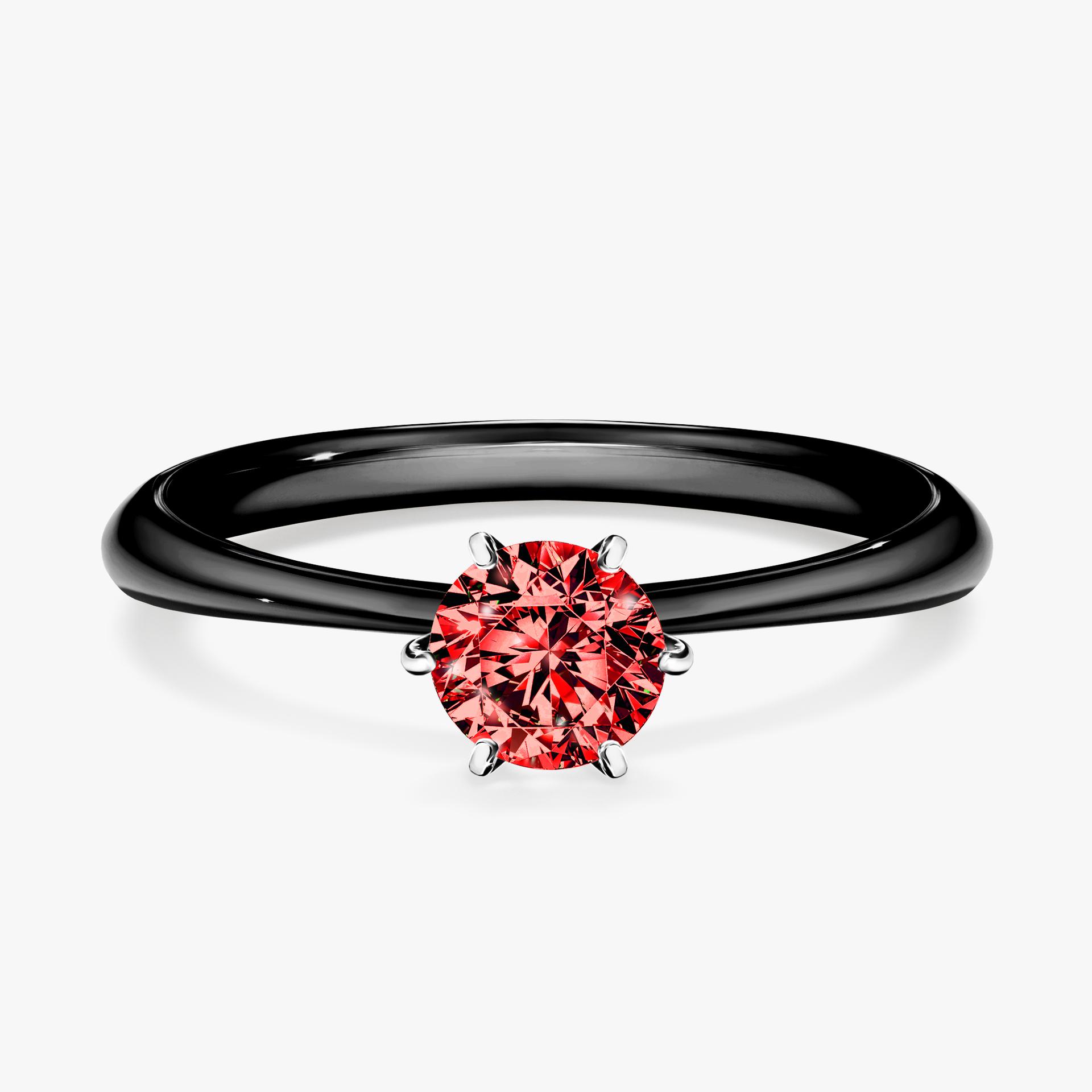 Pierscionek zareczynowy z diamentem czerwony 050 CT z czarnego zlota my love 01