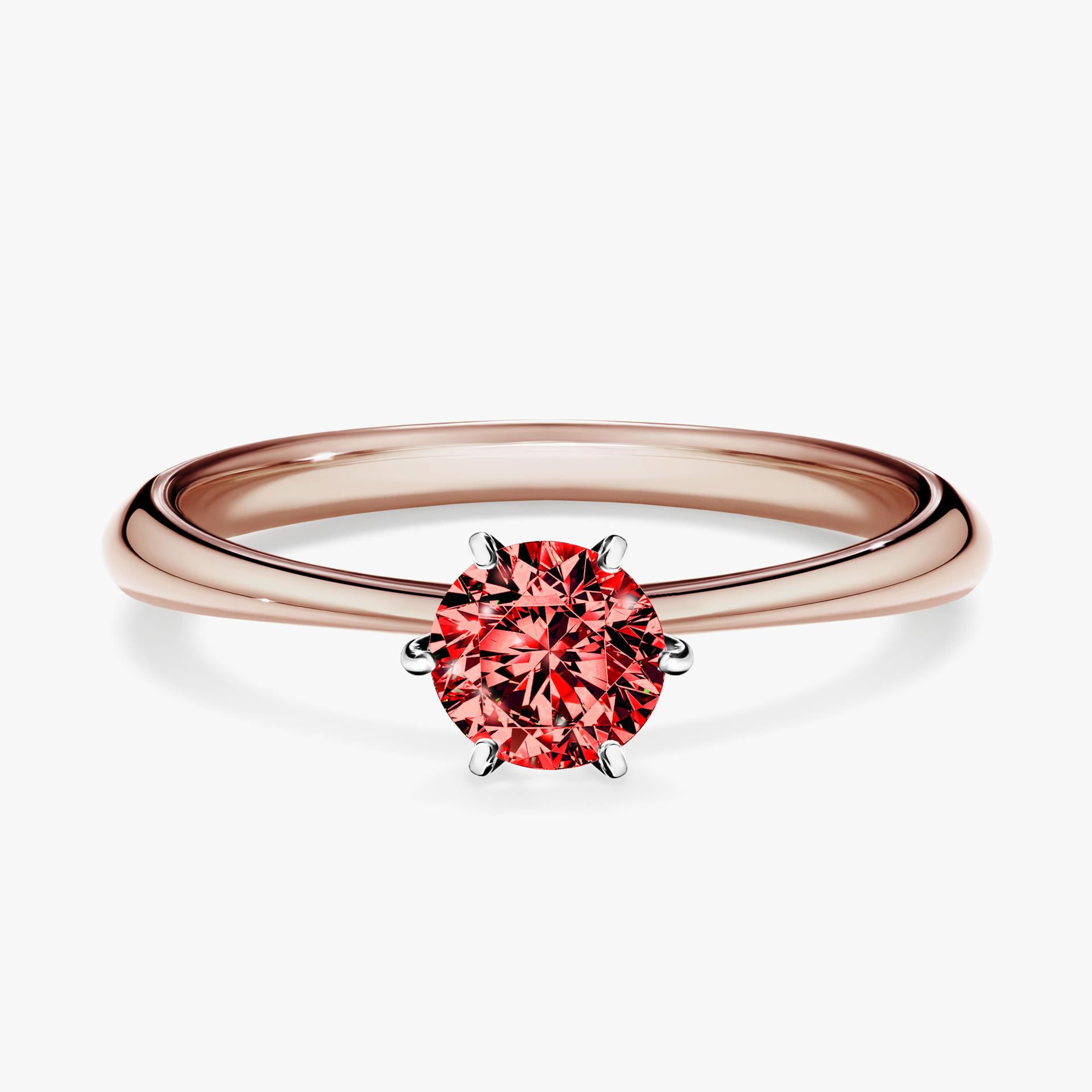 Pierscionek zareczynowy z diamentem czerwony 050 CT z rozowego zlota my love 01