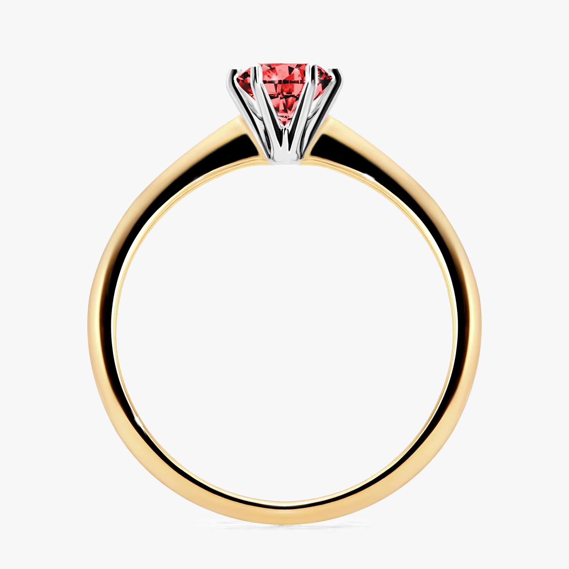 Pierscionek zareczynowy z diamentem czerwony 050 CT z zoltego zlota my love 02