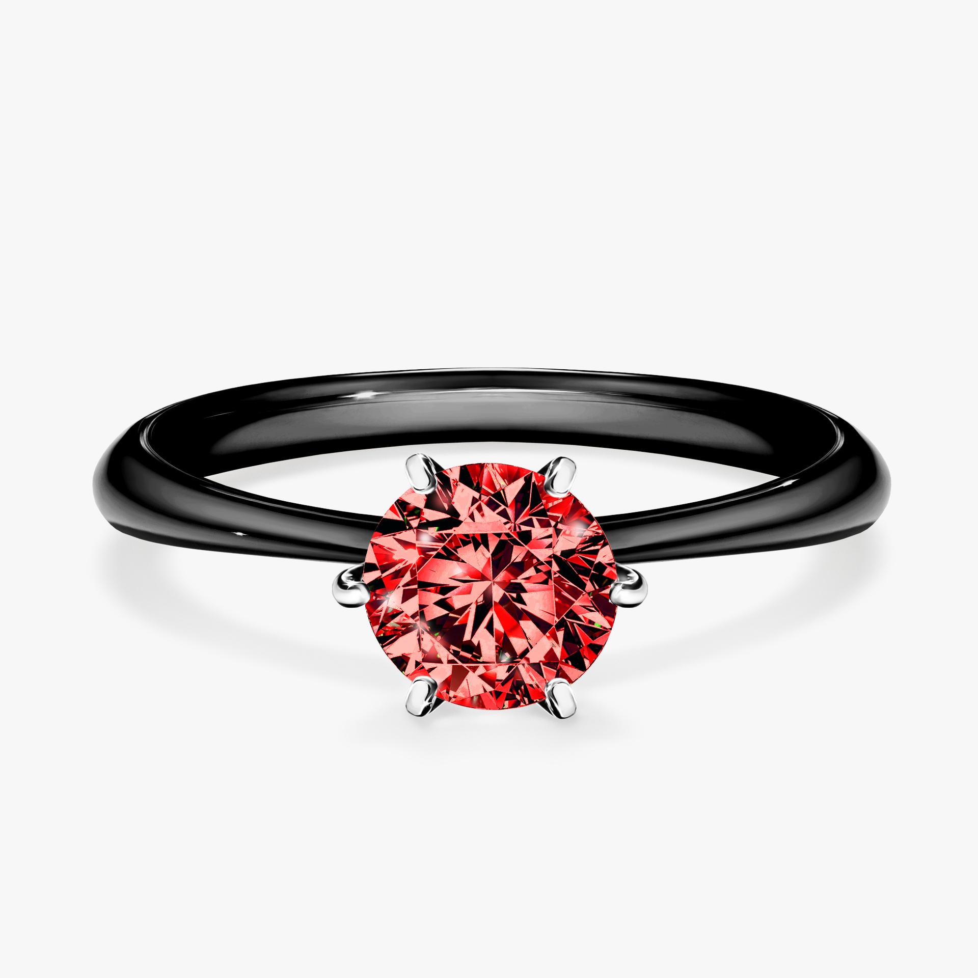 Pierscionek zareczynowy z diamentem czerwony 080 CT z czarnego zlota my love 01