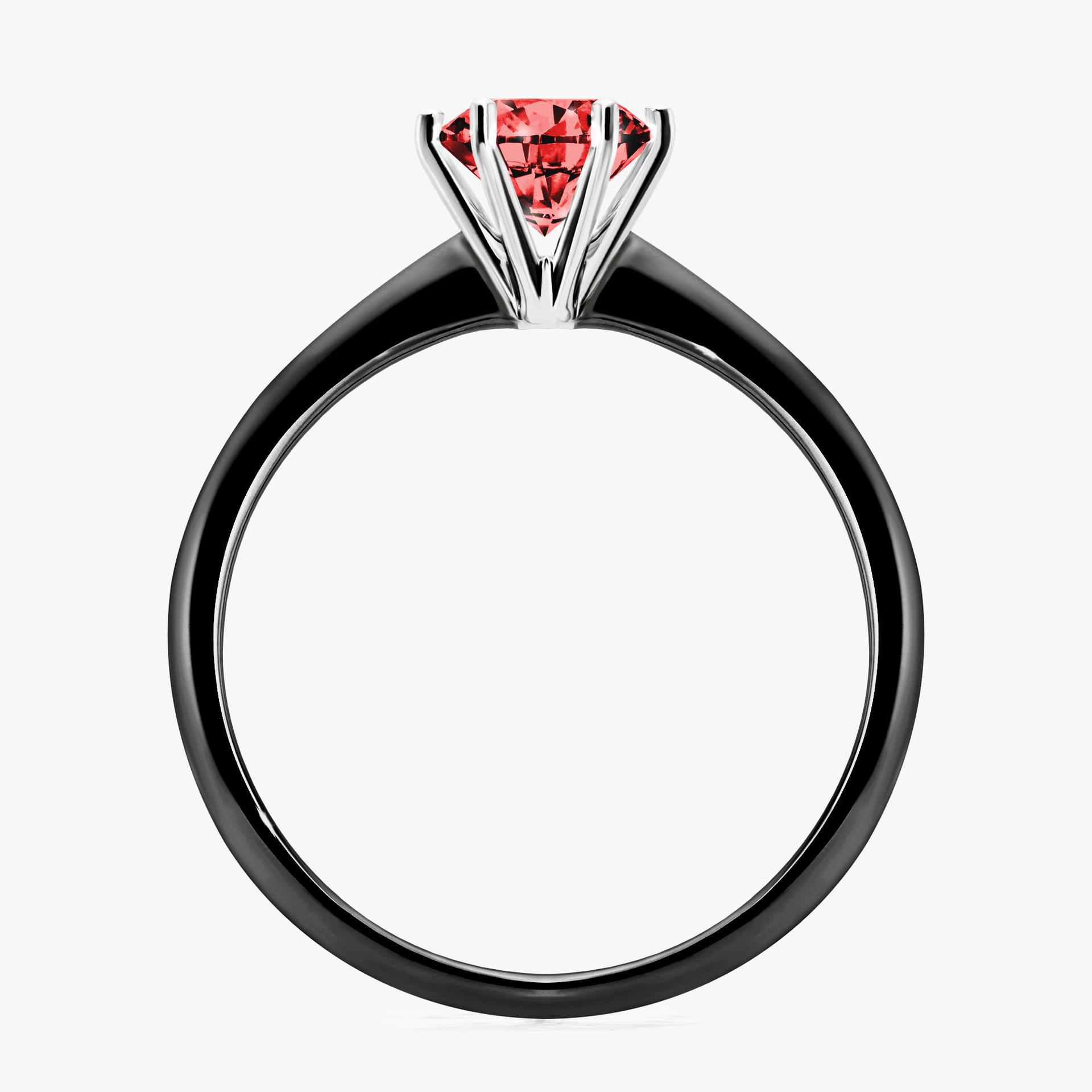 Pierscionek zareczynowy z diamentem czerwony 080 CT z czarnego zlota my love 02