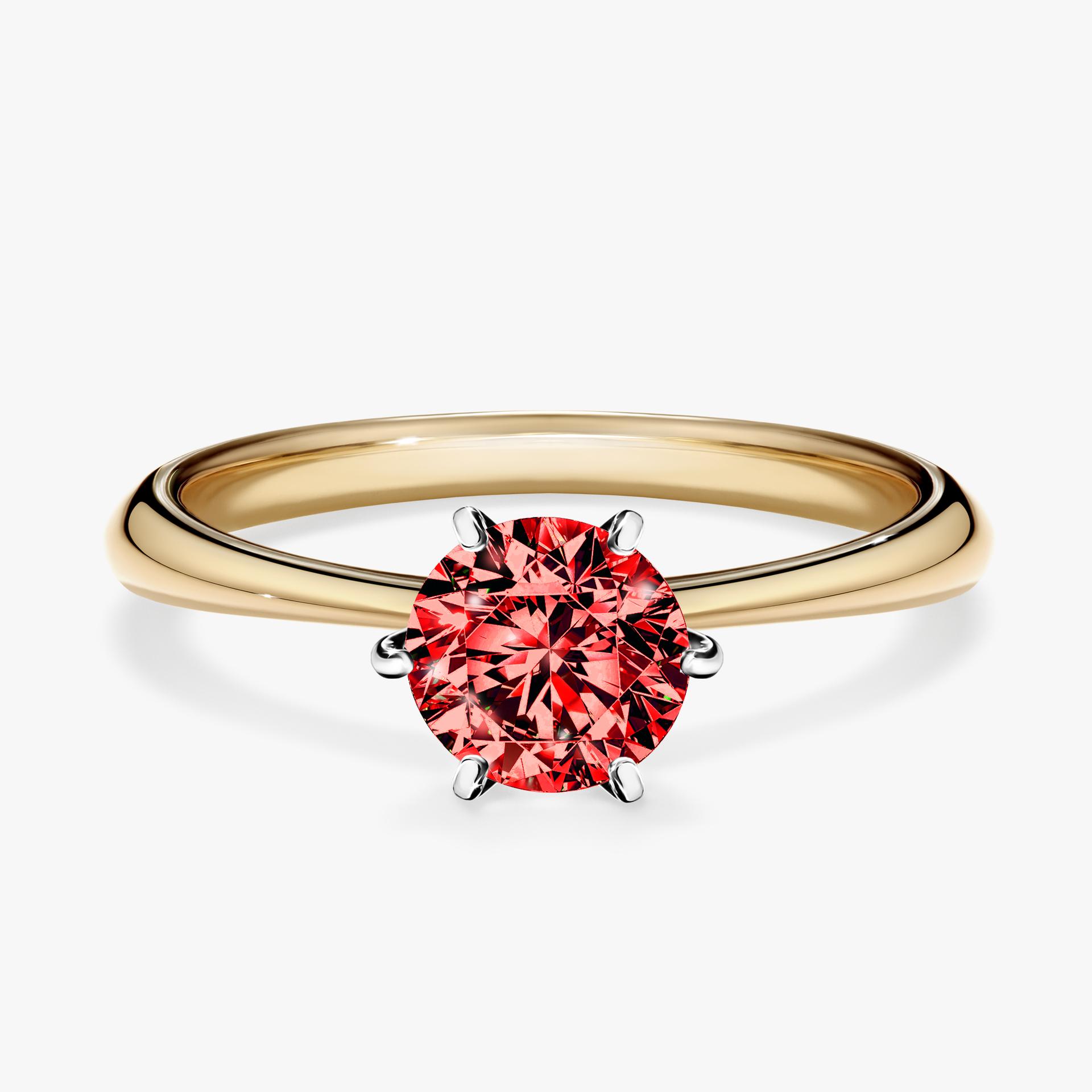 Pierścionek zaręczynowy My Love z żółtego złota z czerwonym diamentem 0,80ct