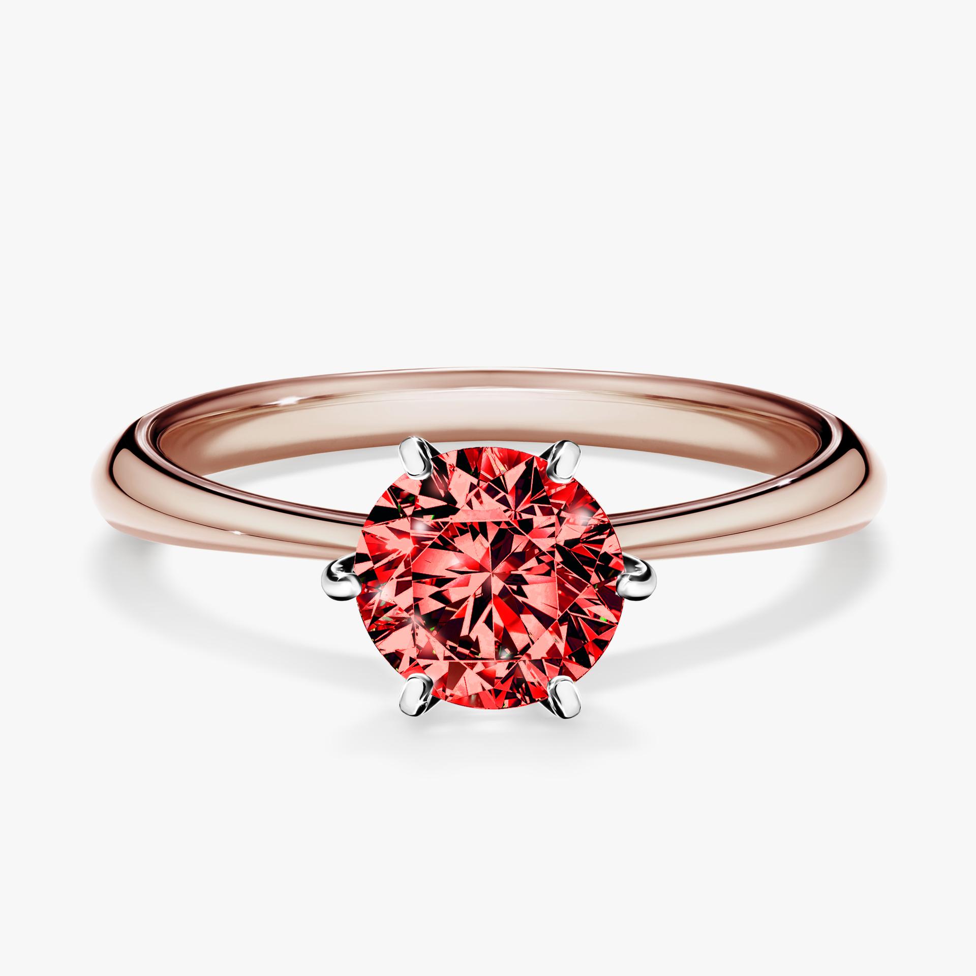 Pierscionek zareczynowy z diamentem czerwony 100 CT z rozowego zlota my love 01