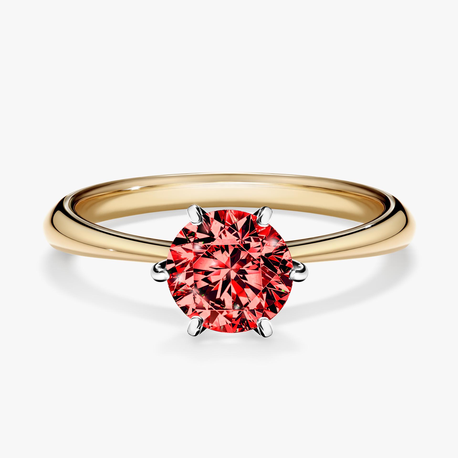 Pierscionek zareczynowy z diamentem czerwony 100 CT z zoltego zlota my love 01