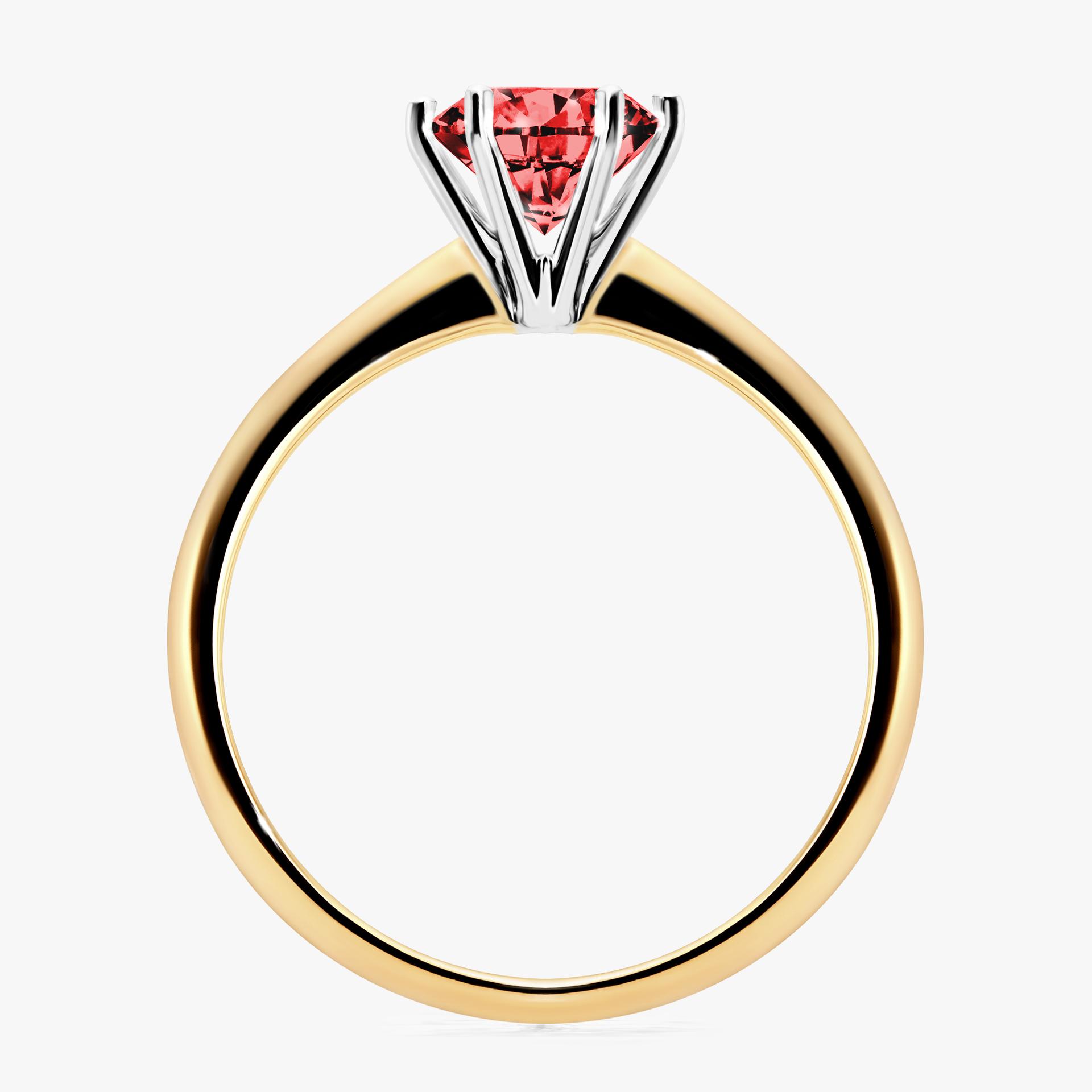 Pierscionek zareczynowy z diamentem czerwony 100 CT z zoltego zlota my love 02