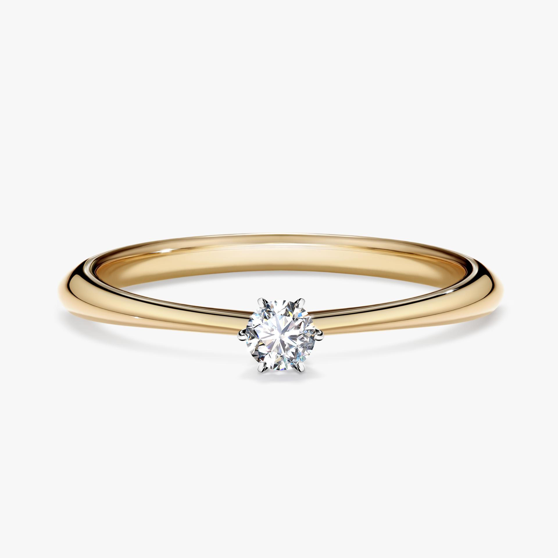 Pierscionek zareczynowy z diamentem laboratoryjnym 010 CT z zoltego zlota my love 01