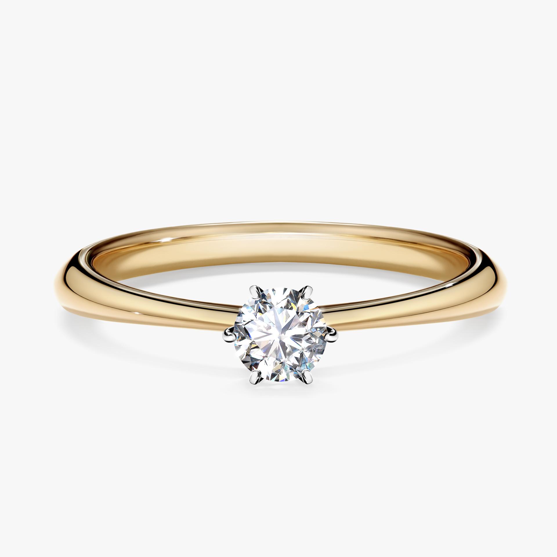 Pierscionek zareczynowy z diamentem laboratoryjnym 025 CT z zoltego zlota my love 01