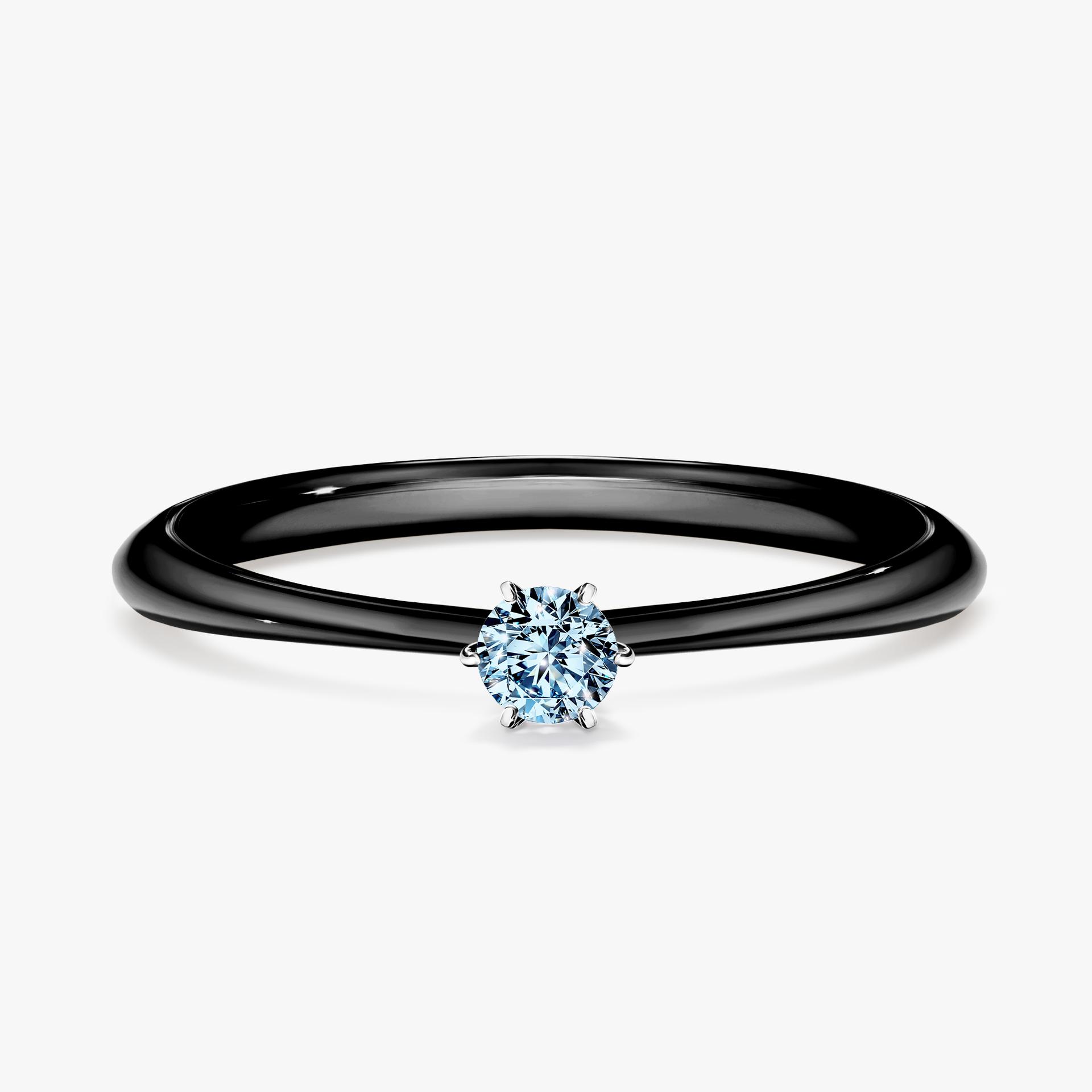 Pierscionek zareczynowy z diamentem niebieski 010 CT z czarnego zlota my love 01