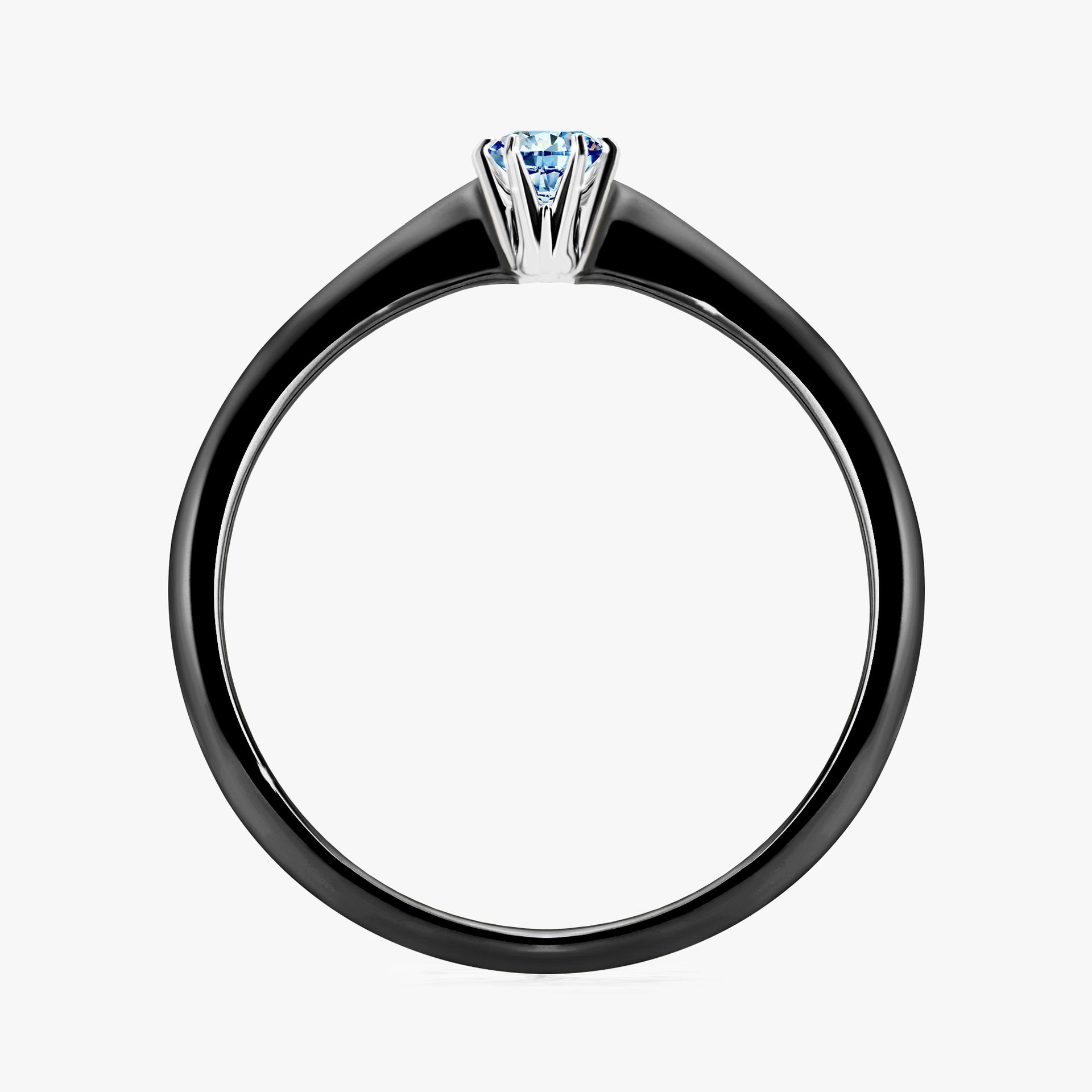 Pierscionek zareczynowy z diamentem niebieski 010 CT z czarnego zlota my love 02