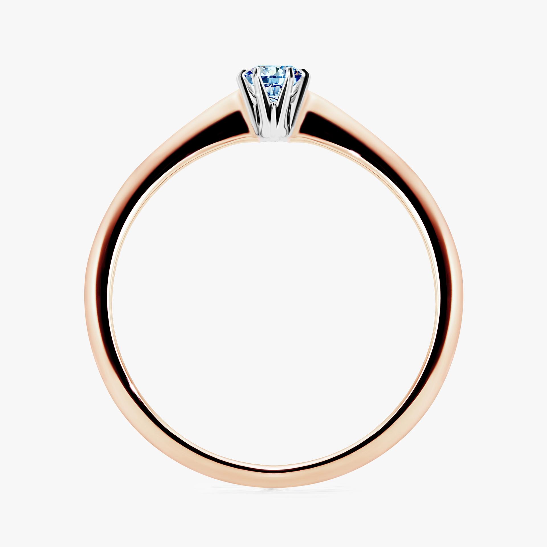 Pierscionek zareczynowy z diamentem niebieski 010 CT z rozowego zlota my love 02