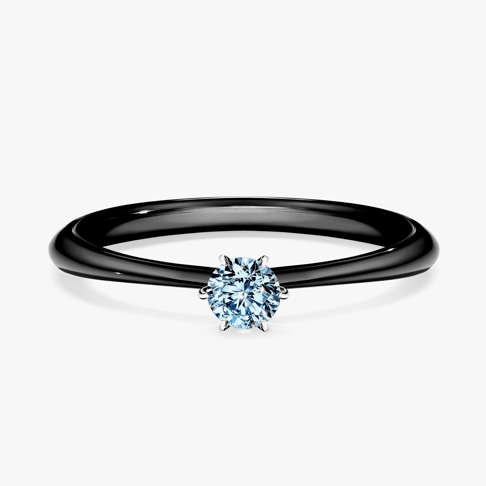 Pierscionek zareczynowy z diamentem niebieski 017 CT z czarnego zlota my love 01