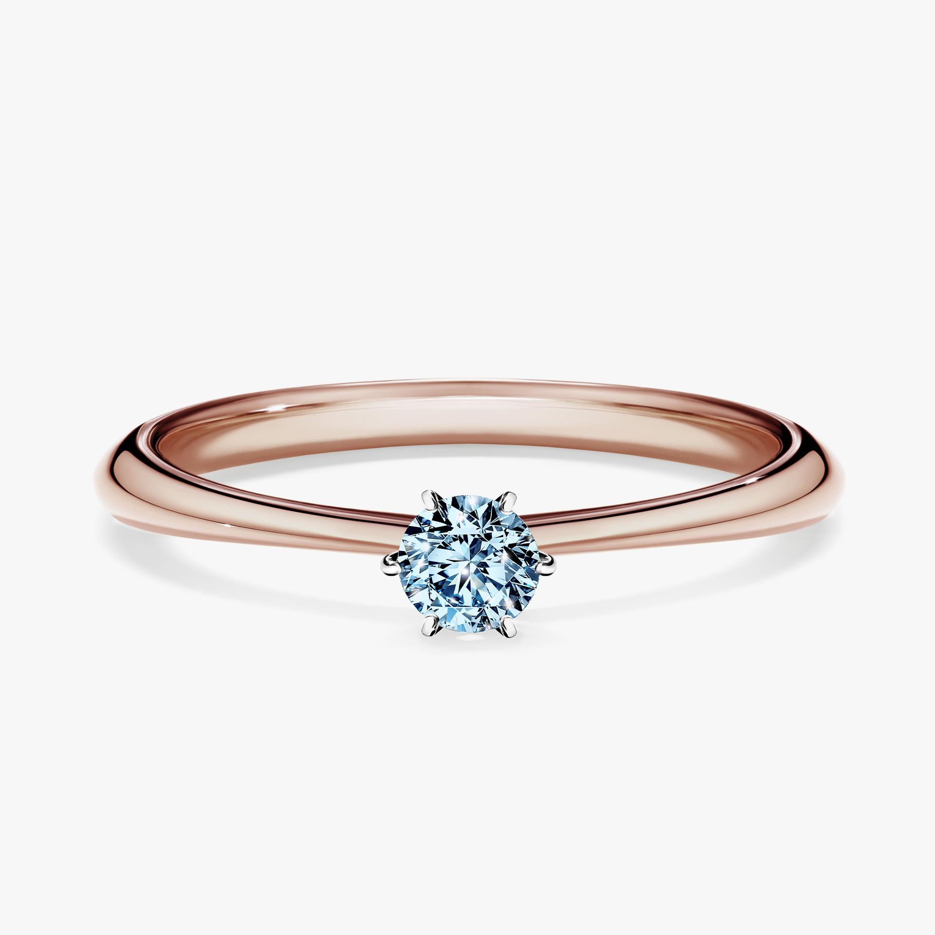 Pierścionek zaręczynowy My Love z różowego złota z niebieskim diamentem 0,17ct