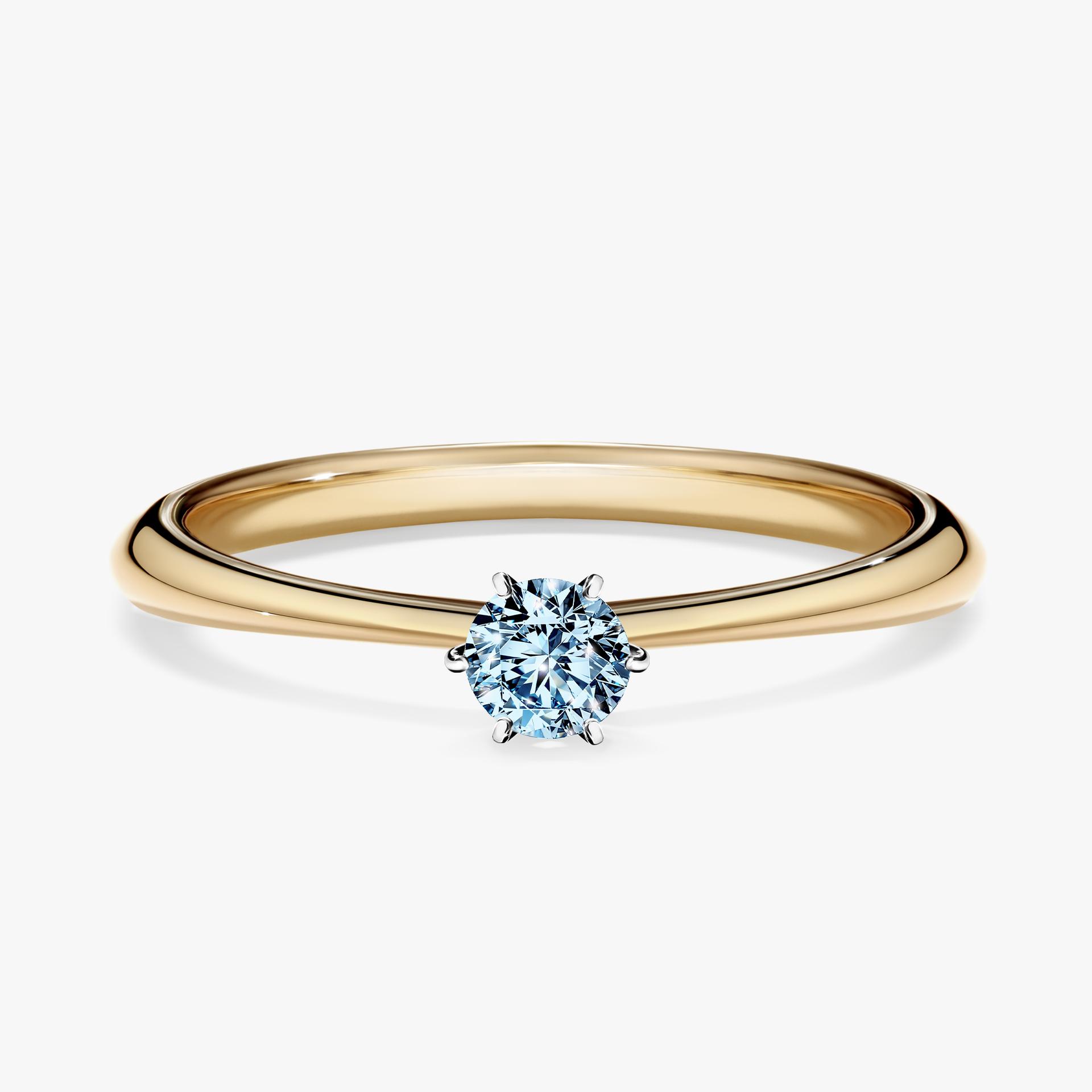 Pierscionek zareczynowy z diamentem niebieski 017 CT z zoltego zlota my love 01