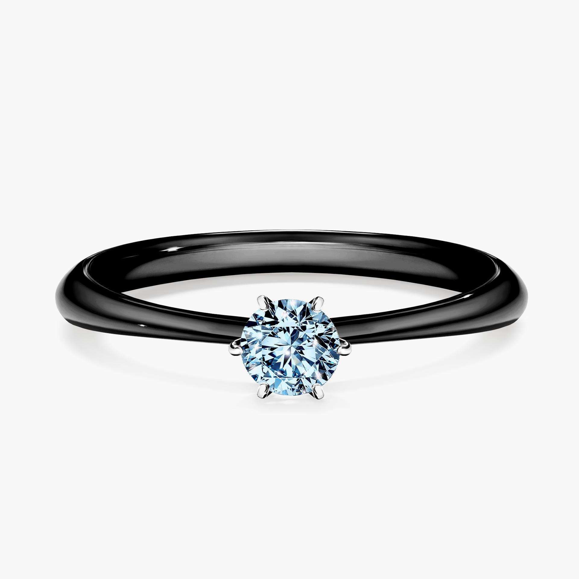 Pierscionek zareczynowy z diamentem niebieski 025 CT z czarnego zlota my love 01