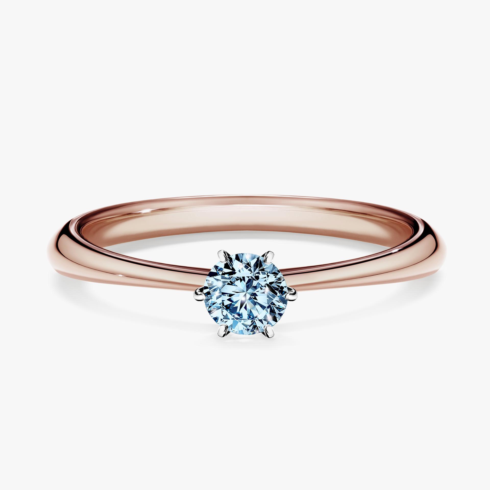 Pierscionek zareczynowy z diamentem niebieski 025 CT z rozowego zlota my love 01