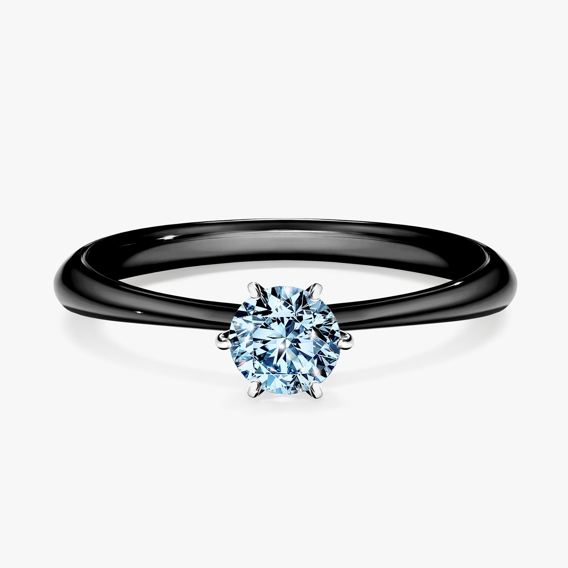 Pierscionek zareczynowy z diamentem niebieski 030 CT z czarnego zlota my love 01