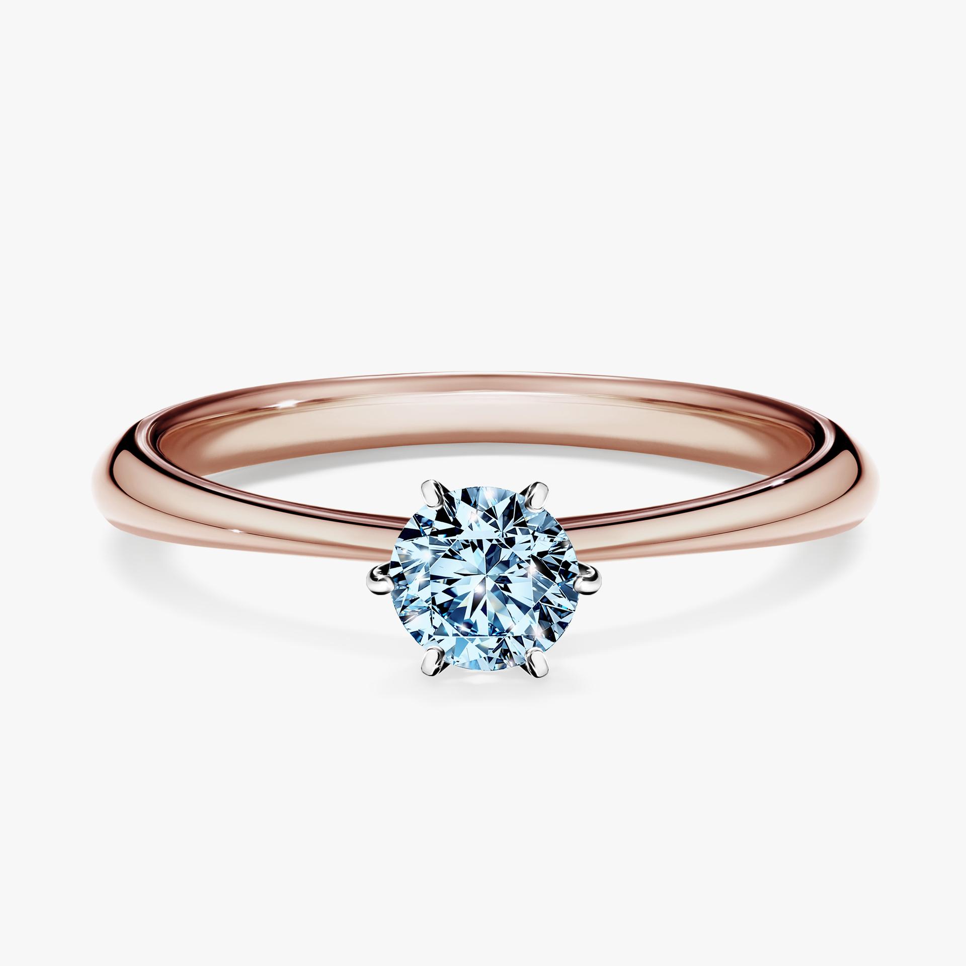 Pierscionek zareczynowy z diamentem niebieski 030 CT z rozowego zlota my love 01