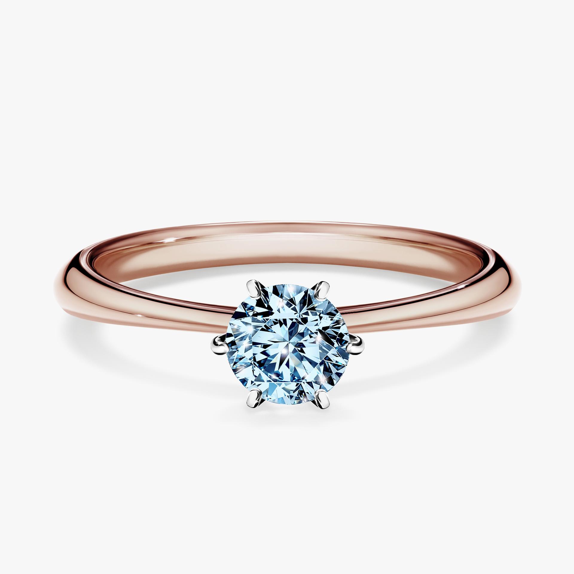 Pierscionek zareczynowy z diamentem niebieski 050 CT z rozowego zlota my love 01