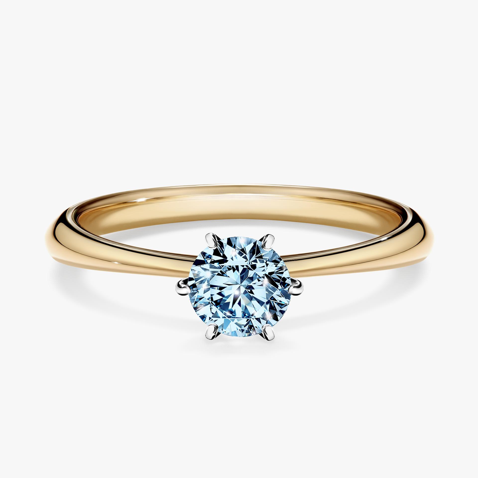 Pierscionek zareczynowy z diamentem niebieski 050 CT z zoltego zlota my love 01