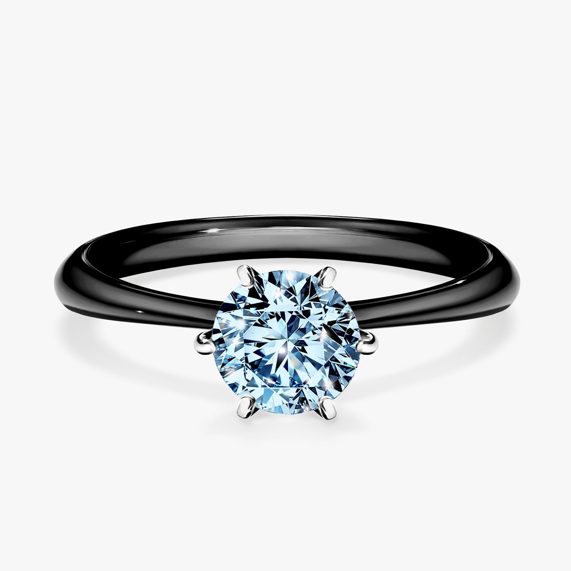 Pierscionek zareczynowy z diamentem niebieski 080 CT z czarnego zlota my love 01