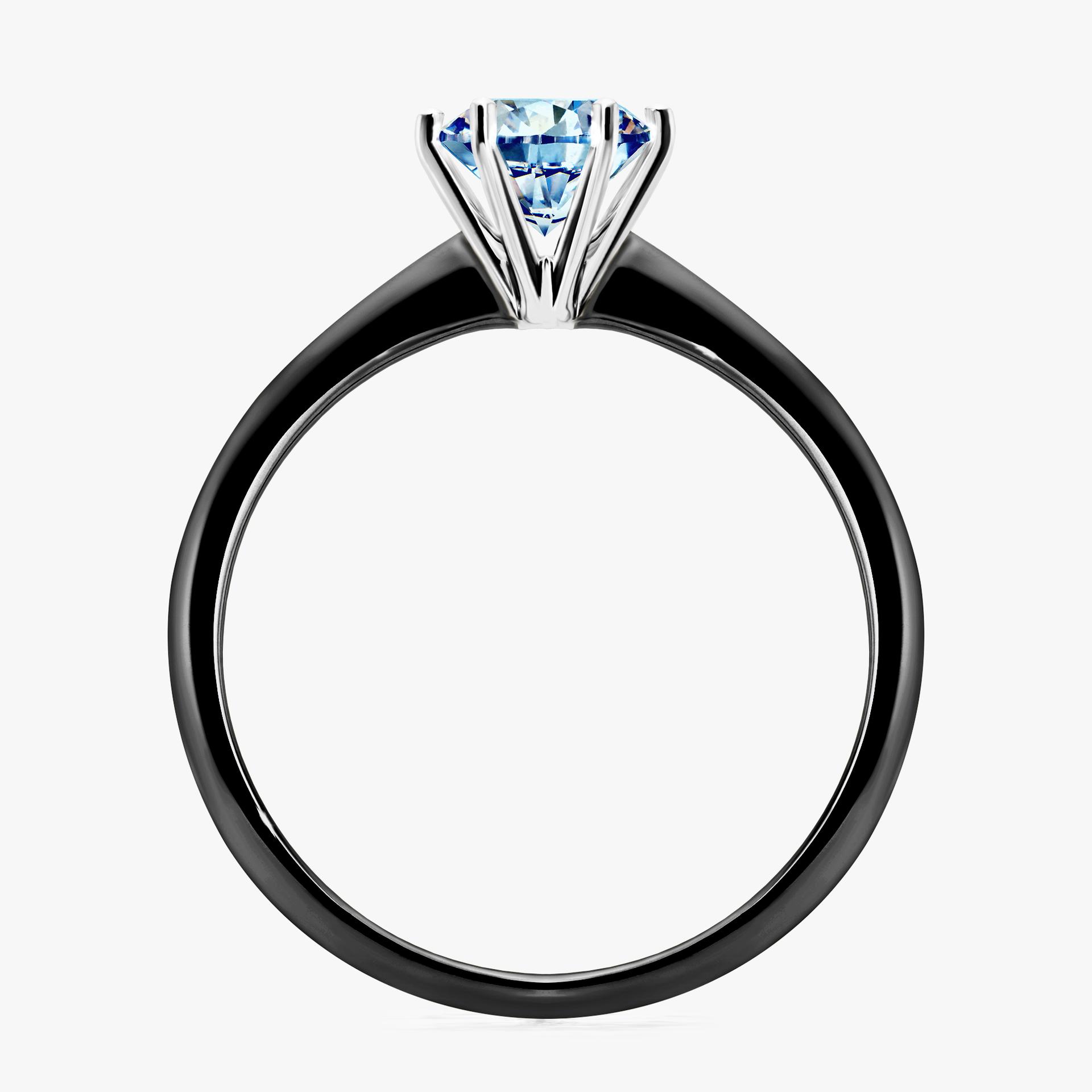 Pierscionek zareczynowy z diamentem niebieski 080 CT z czarnego zlota my love 02